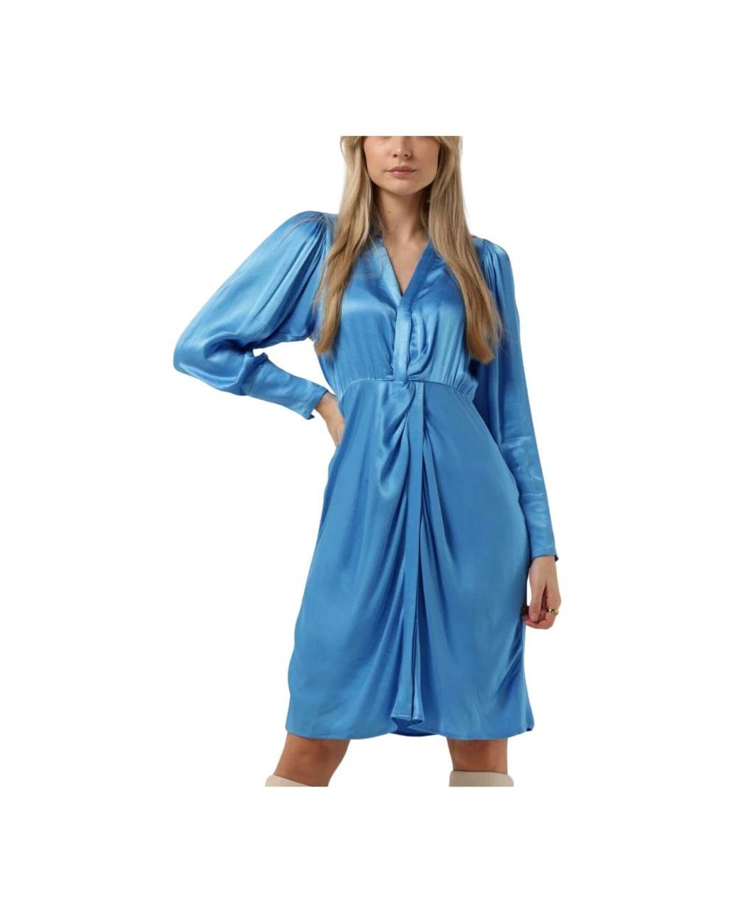 co'couture Kleedjes ,Blauw ,Polyester Harvey Drape Jurk in het Blue