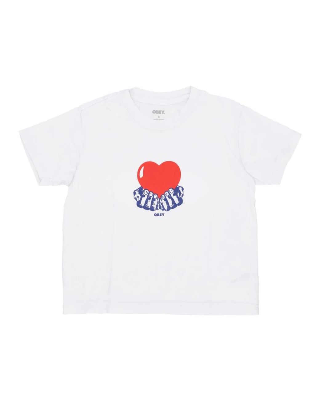 Obey Tops ,Wit ,Katoen Liefde Tee Wit Korte Mouw T-Shirt in het White