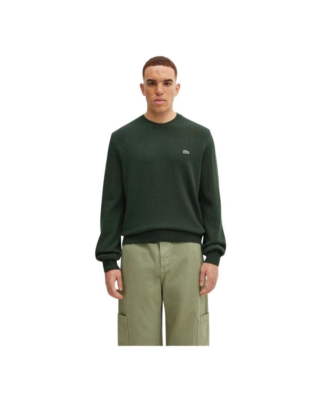 Lacoste Wool Crew Neck Sweater in het Green voor heren