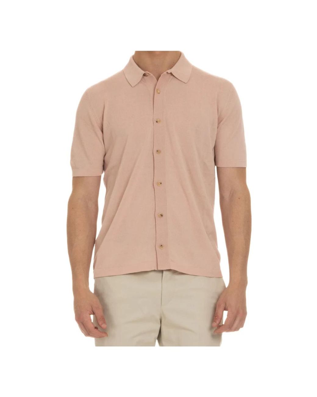 Roberto Collina Natural Short Sleeve Shirts for men