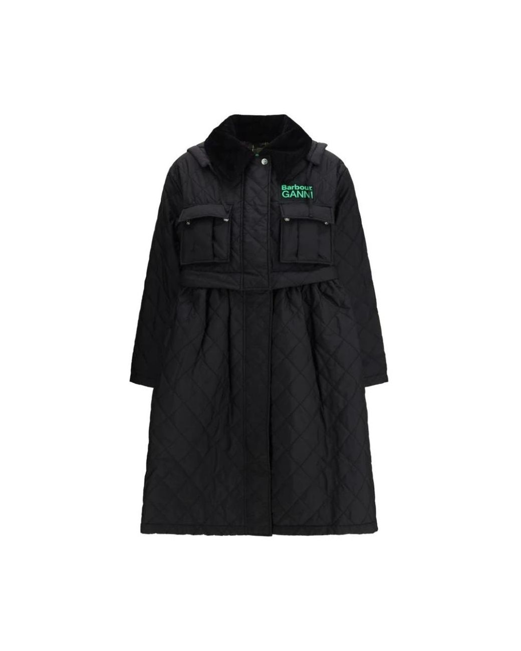 Barbour Jassen ,Zwart ,Polyester Gewatteerde Jas Met Capuchon in het Black