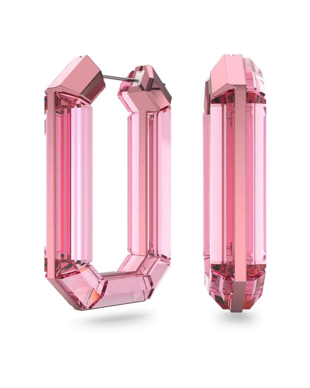 Orecchini A Cerchio Lucent, Statement, Forma Ottagonale di Swarovski in Pink