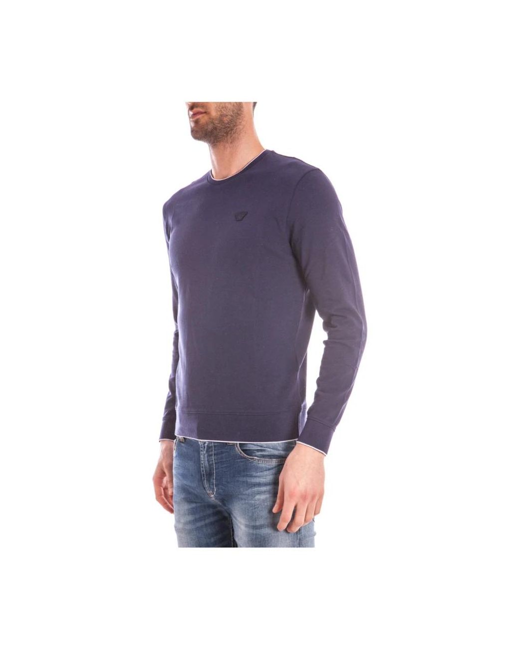 Armani Jeans Blue Round-Neck Knitwear for men