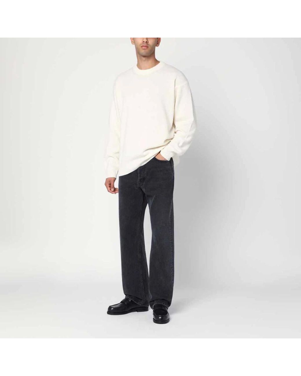 Roberto Collina Rundhals-Strickpullover in White für Herren