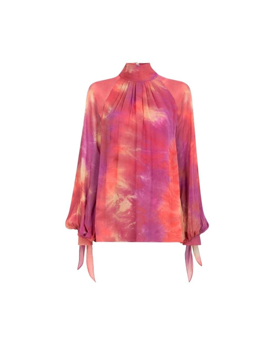 Roberto Cavalli Overhemden ,Roze ,Tie-Dye Top Met Mock Neck in het Pink
