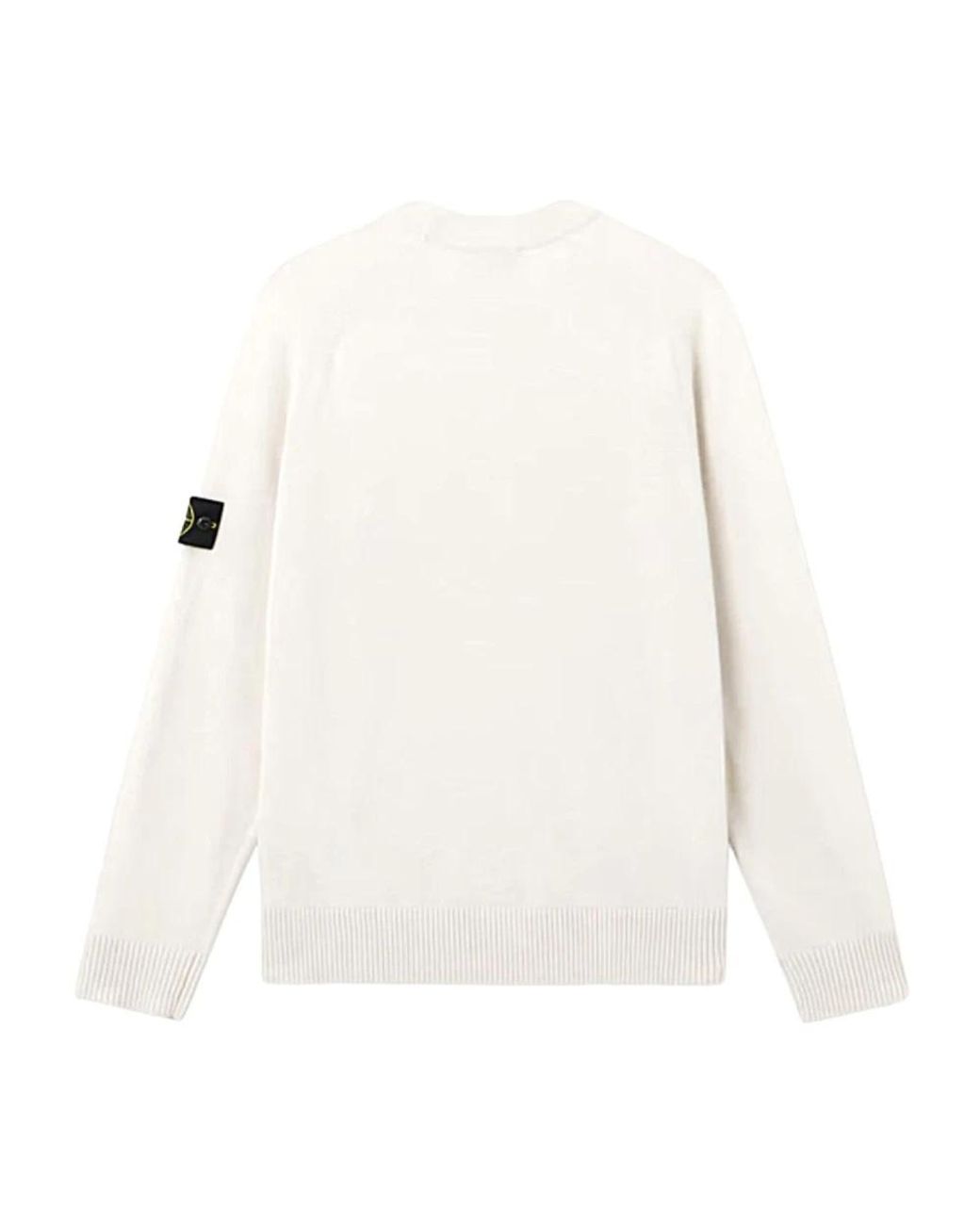 Stone Island White Round-Neck Knitwear for men