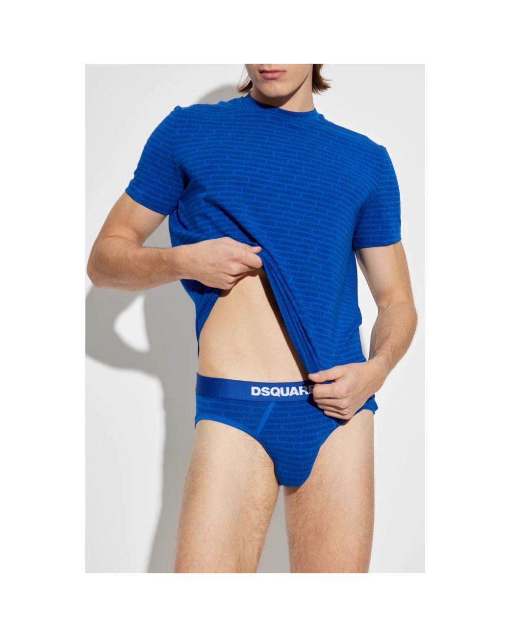 DSquared² Nachtkleding ,Blauw ,Katoen Set: T-Shirt En Slip in het Blue voor heren