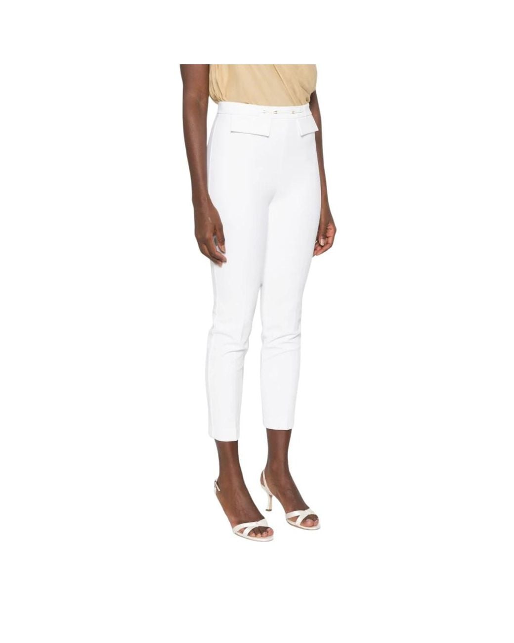 Elisabetta Franchi White Cropped Trousers