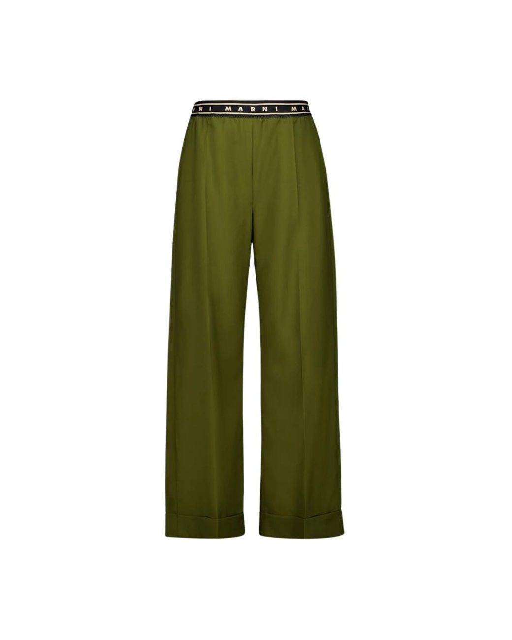 Marni Tropical Wool Straight-Leg Broeken in het Green