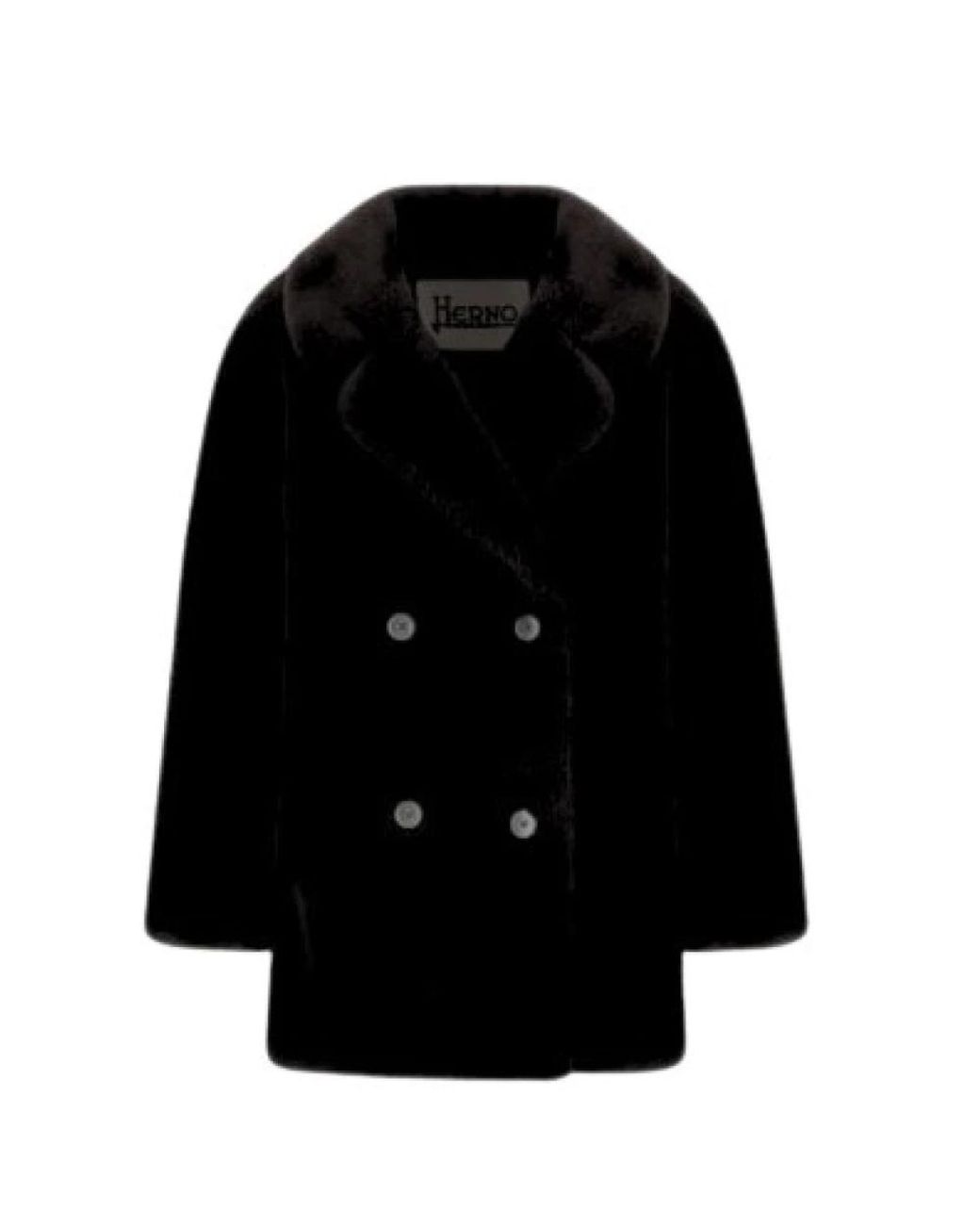 Herno Peacoat Van Imitatiebont in het Black