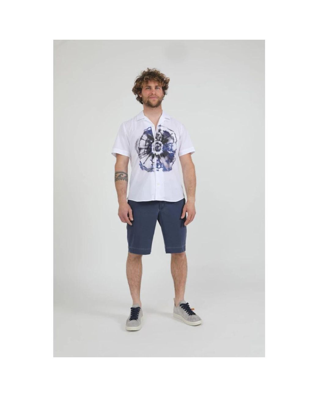 Tintoria Mattei 954 Blue Short Sleeve Shirts for men