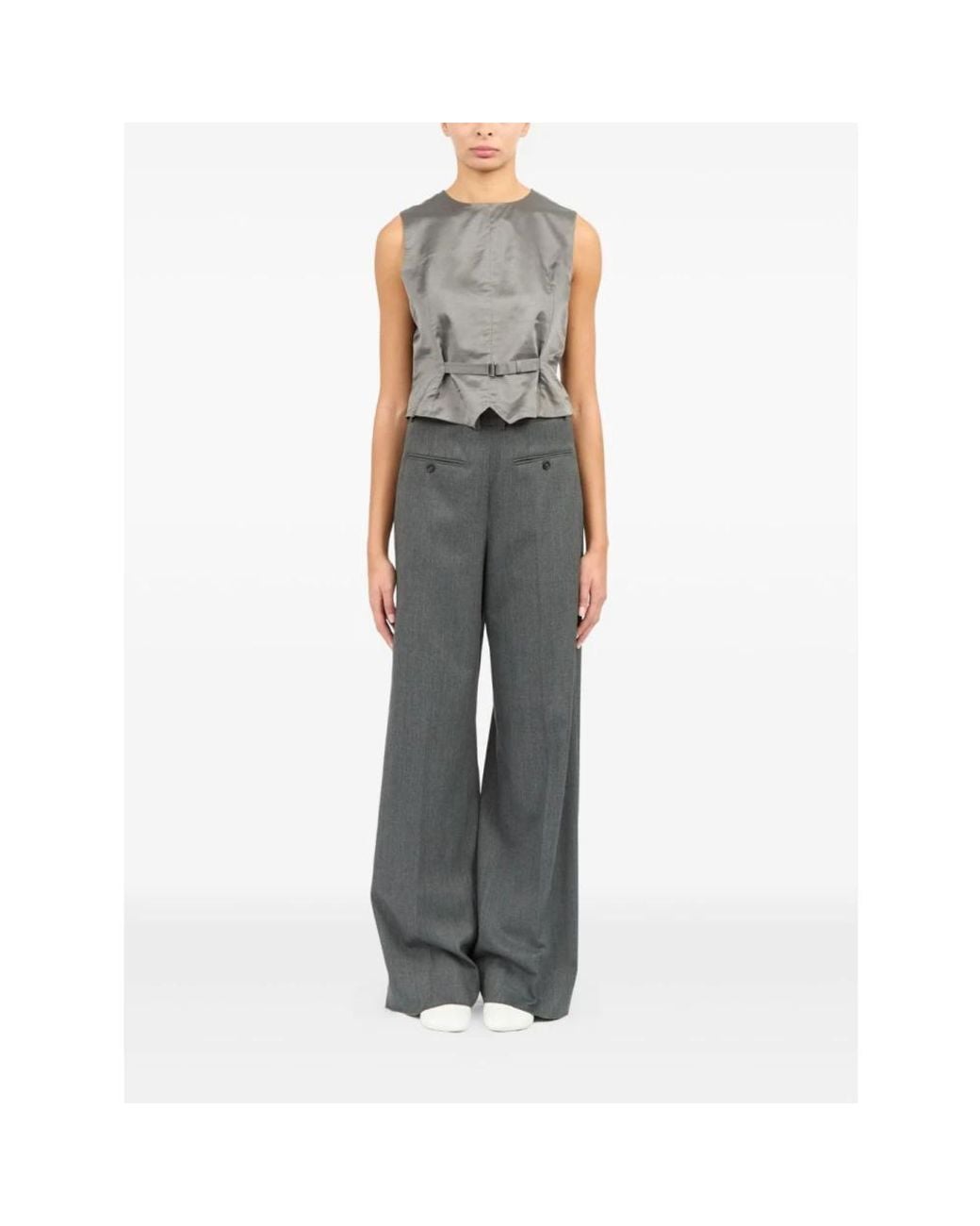 MM6 by Maison Margiela Gray Sleeveless Tops
