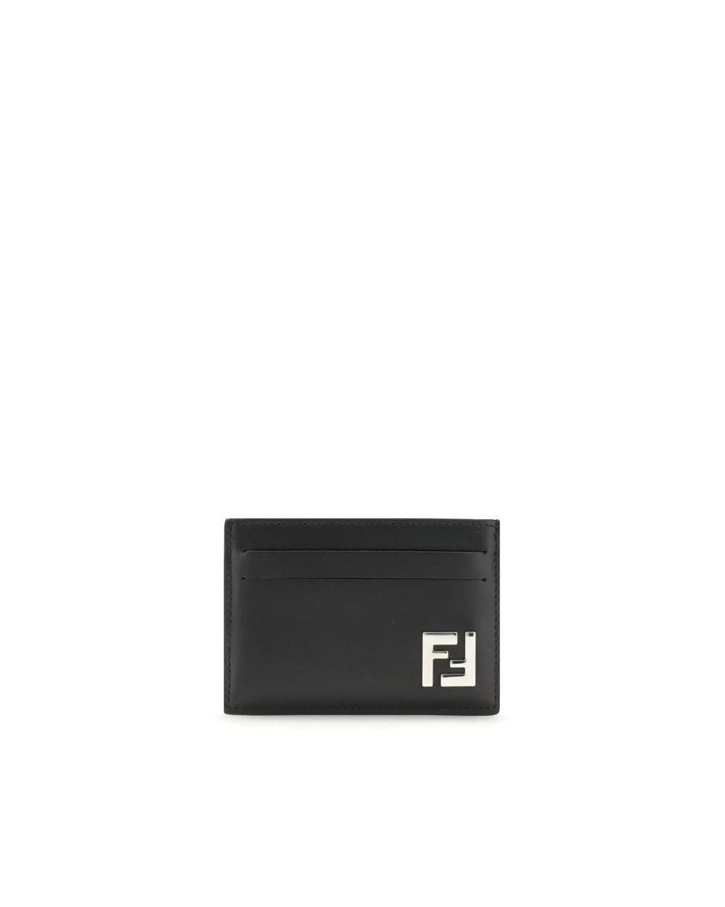Fendi Black Slim Squared Ff Card Holder for men