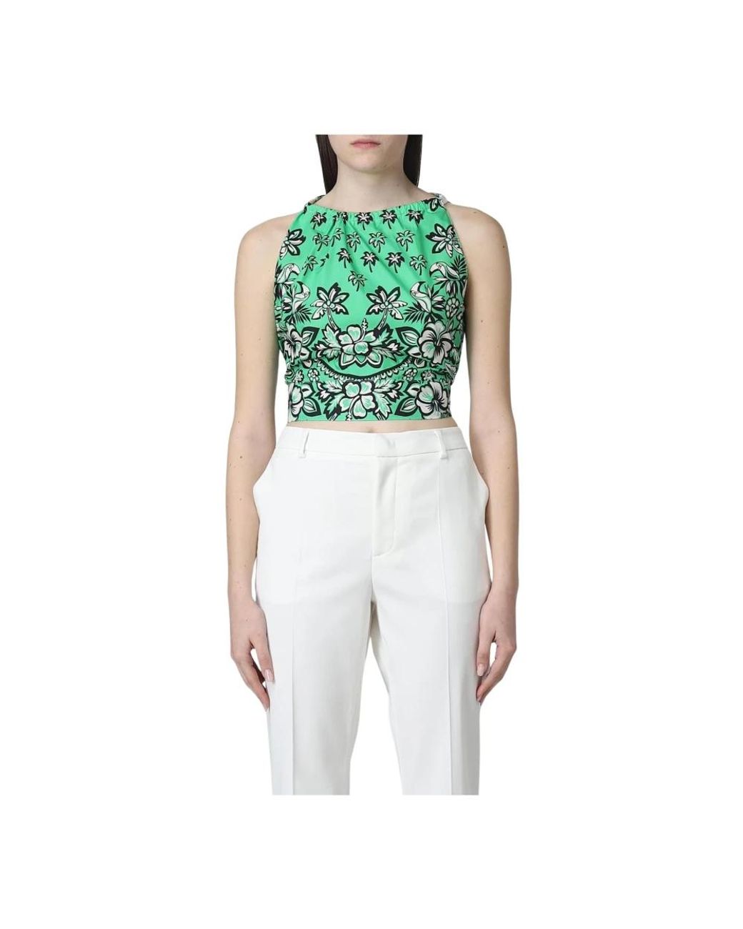 RED Valentino Green Sleeveless Tops