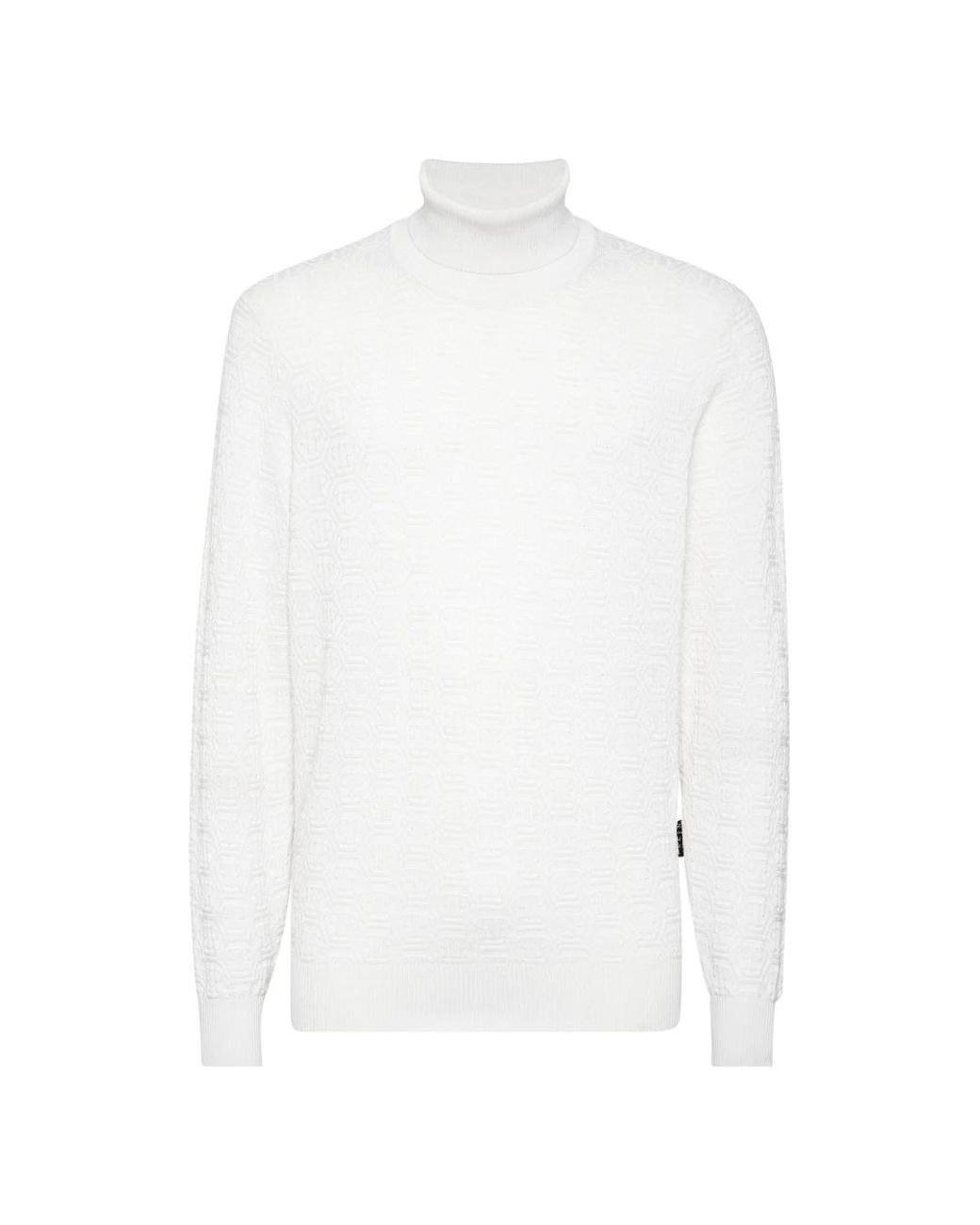 Philipp Plein Truien & Vesten ,Wit ,Wol Turtle Neck Monogram in het White voor heren