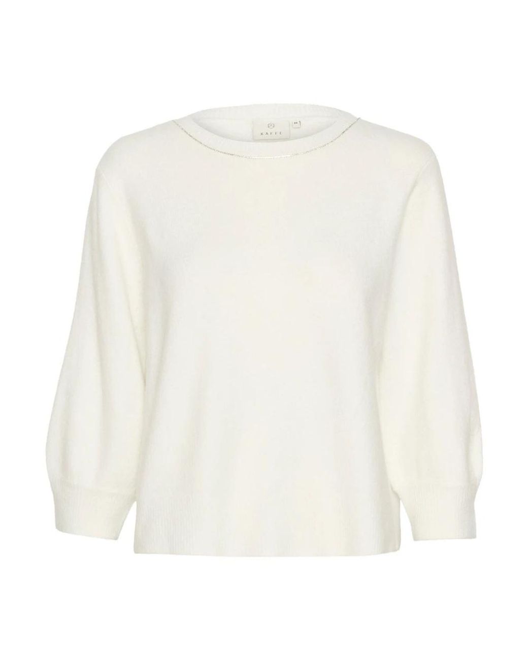 Kaffe Truien & Vesten ,Wit ,Polyester Zachte Gebreide Trui Met Similisten Detail in het White