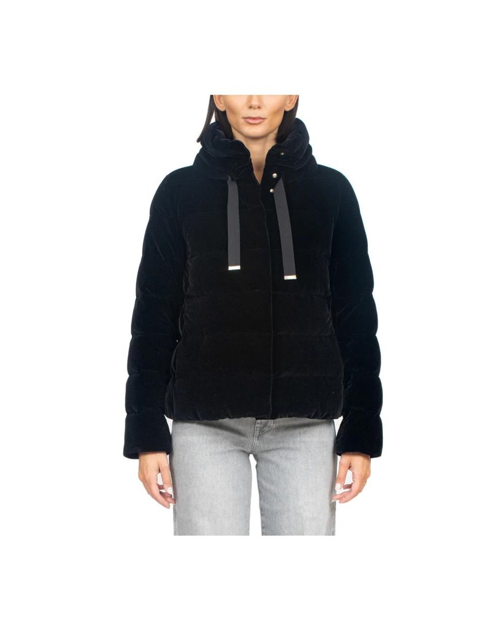 Herno Jassen ,Zwart ,Katoen Velvet Quilted Short Jacket in het Black