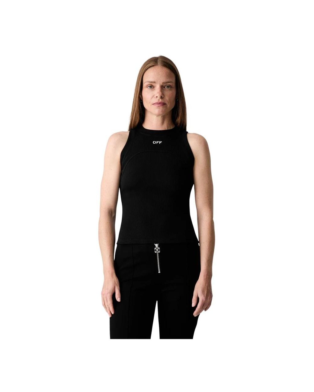 Off-White c/o Virgil Abloh Stamp Ribbed Tank Top in het Black