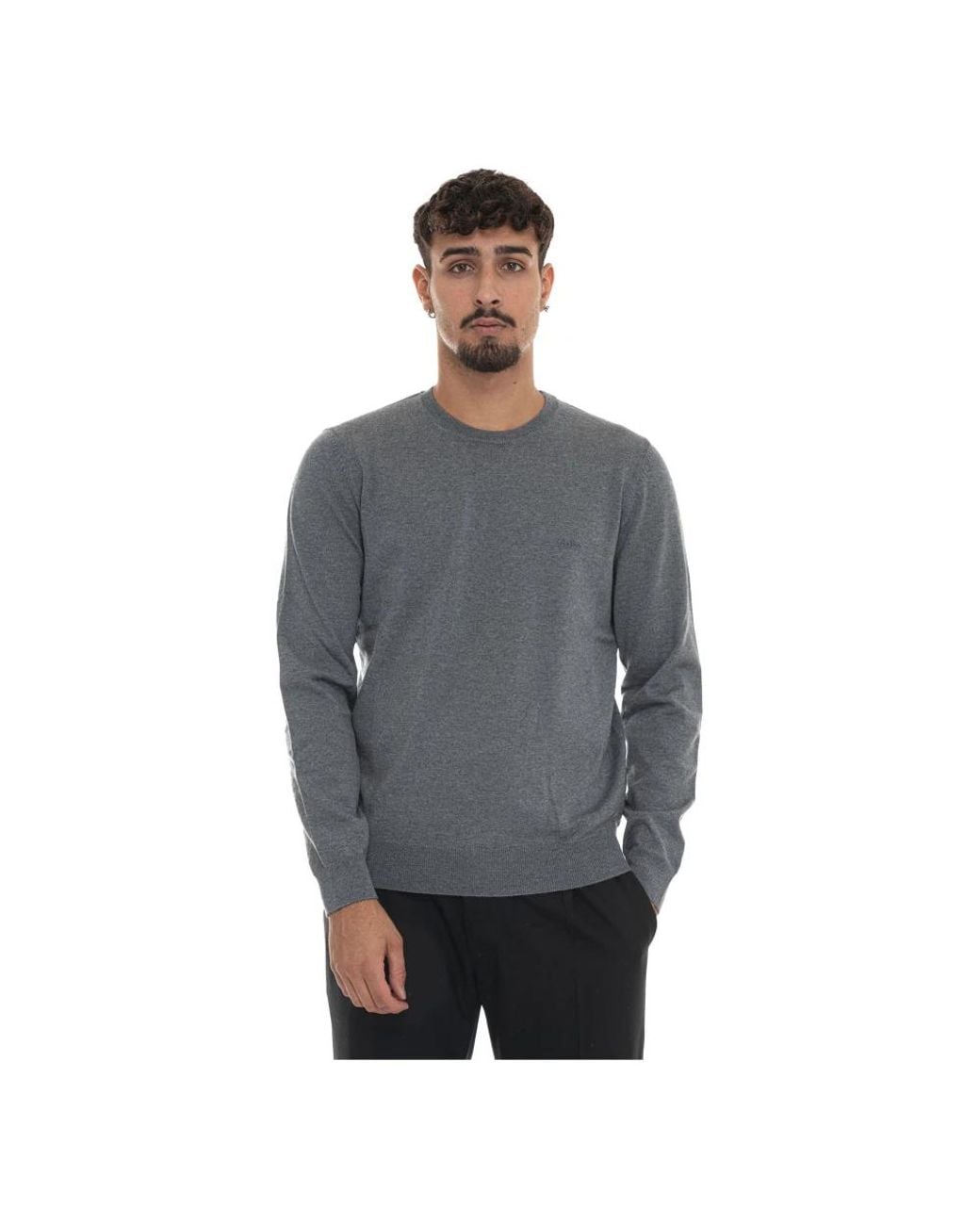 Boss Gray Round-Neck Knitwear for men