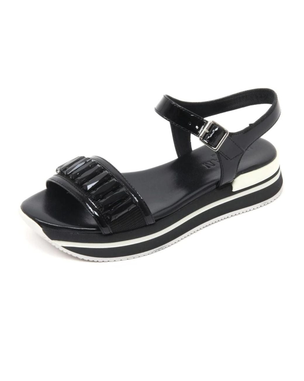 Hogan Black Flat Sandals