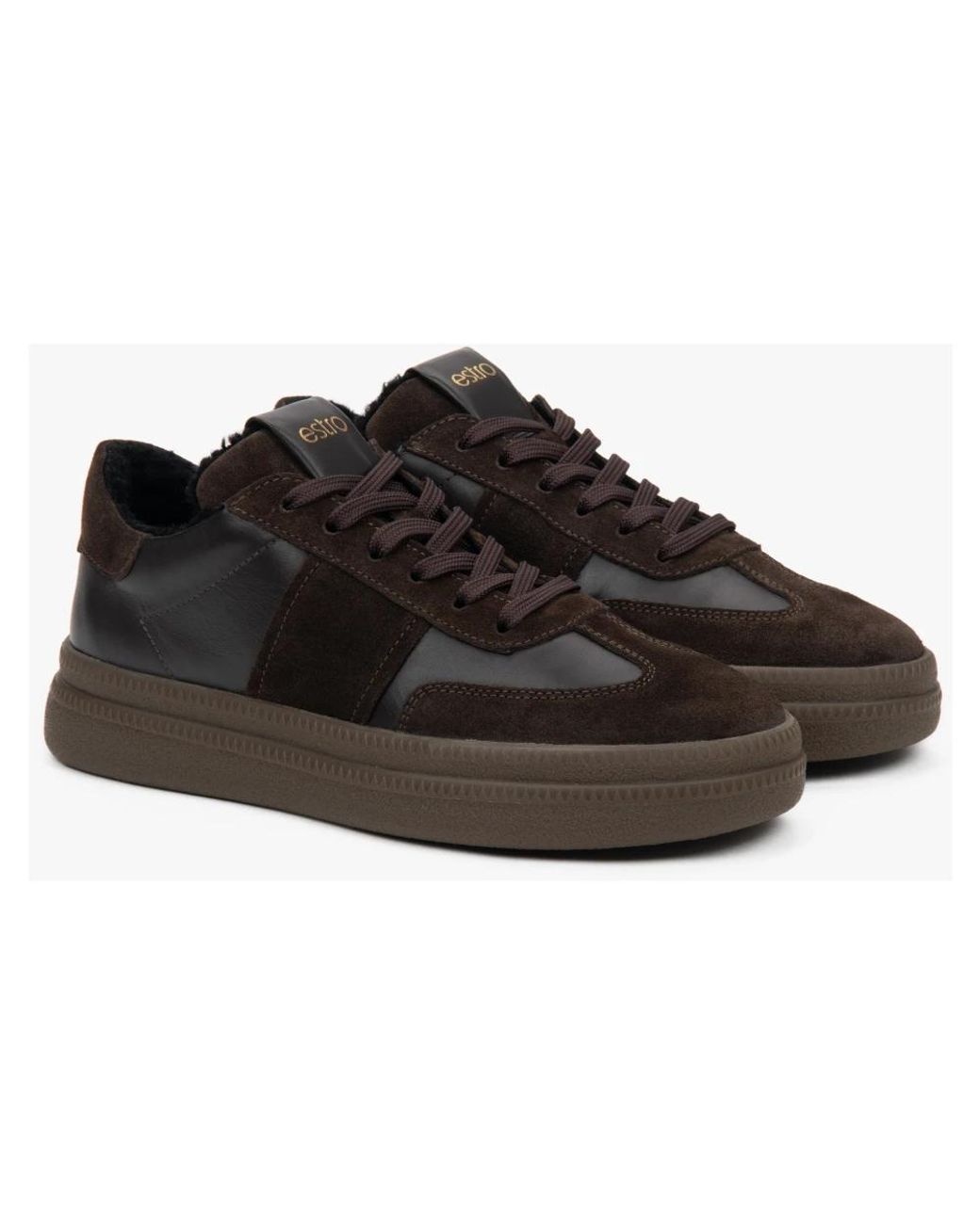 ESTRO Black Winter Low-Top Sneakers Mit Pelzfutter