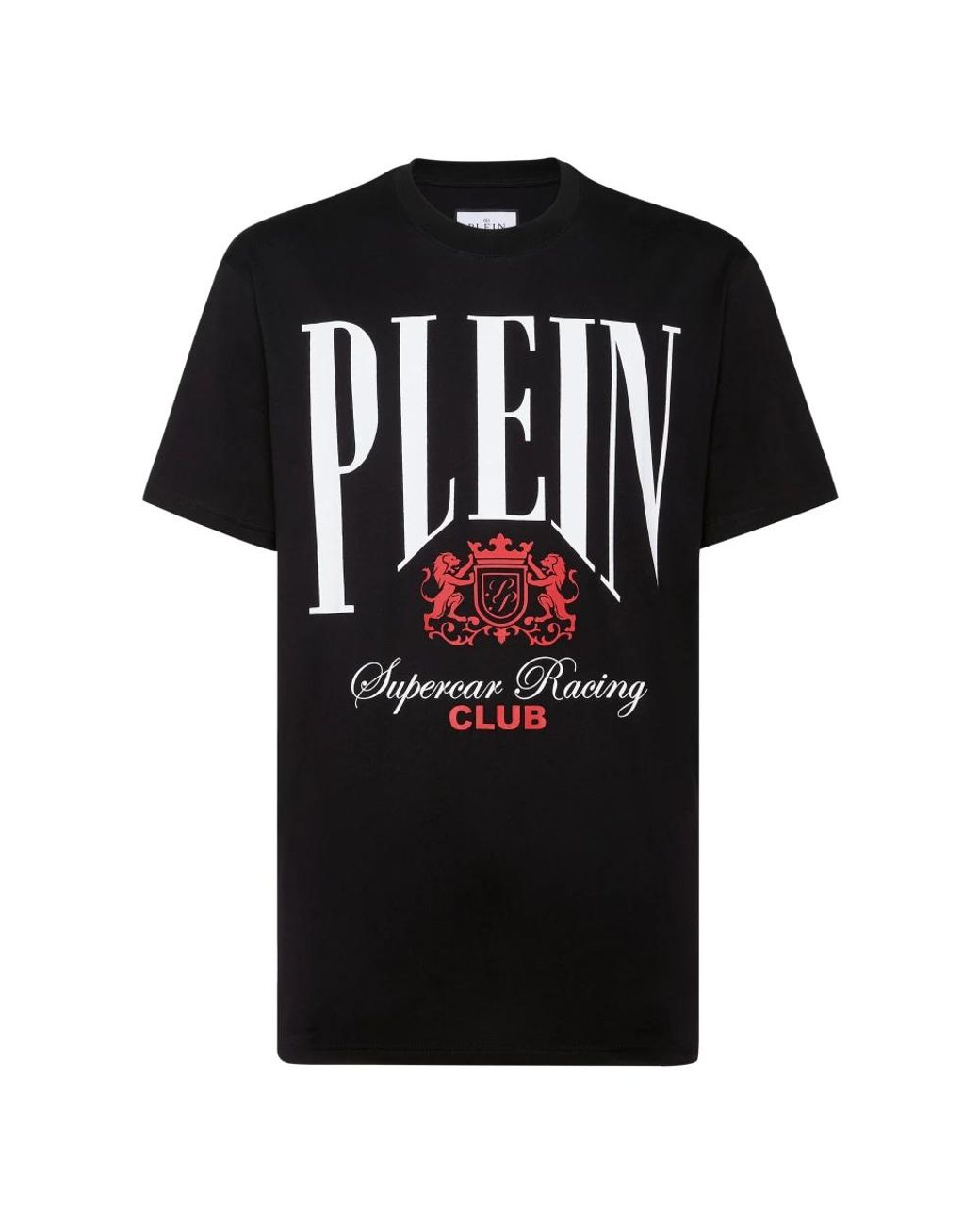 Philipp Plein Tops ,Zwart ,Katoen T-Shirt Round Neck Racing in het Black voor heren