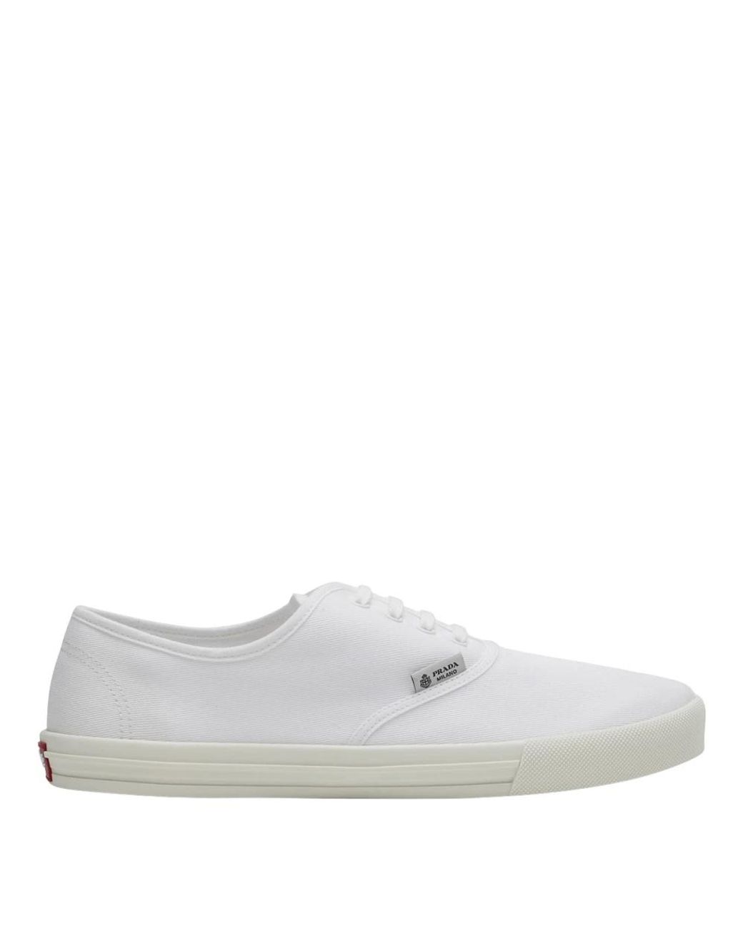 Prada White Canvas Drill Sneakers
