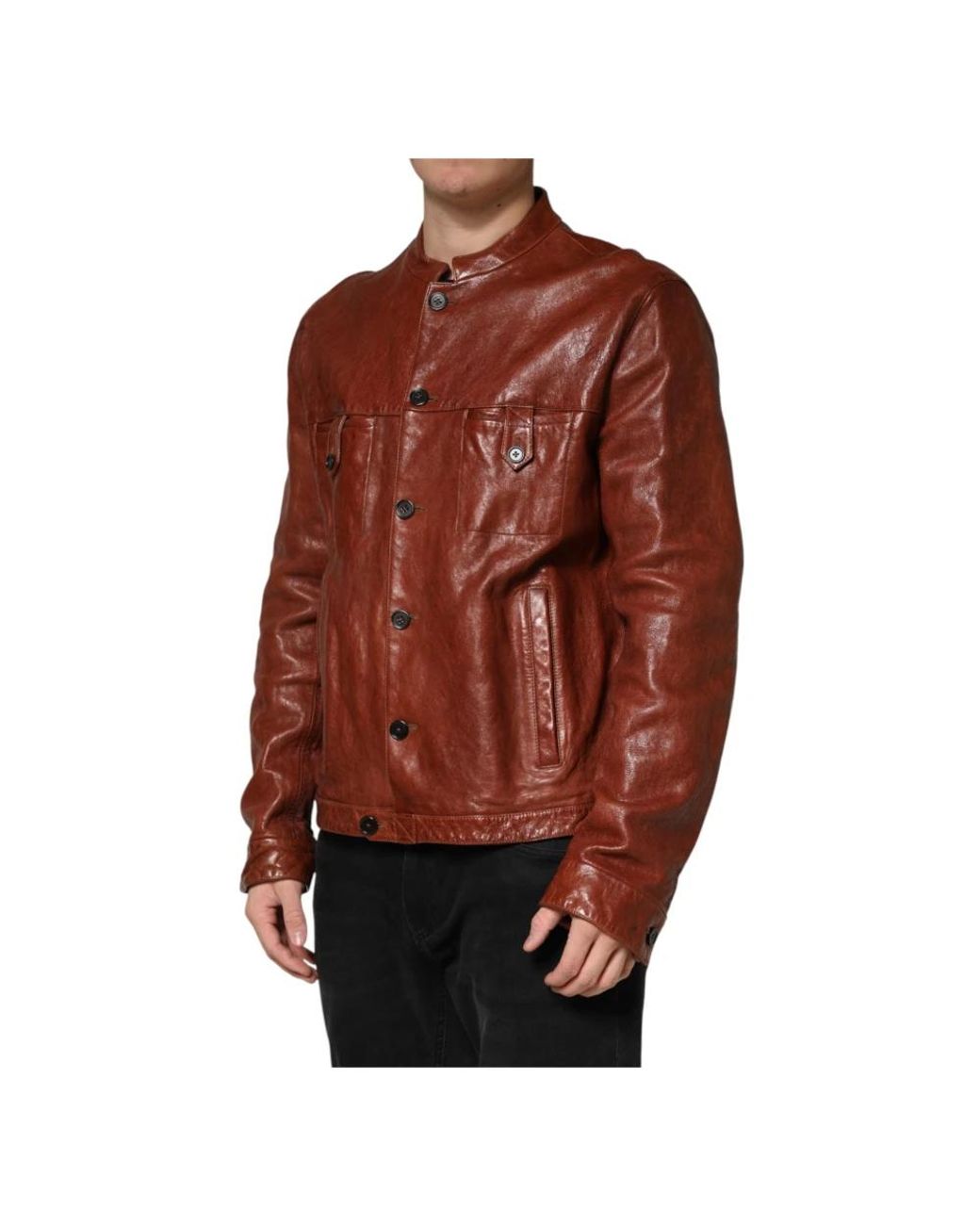 Dolce & Gabbana Brown Leather Jackets for men