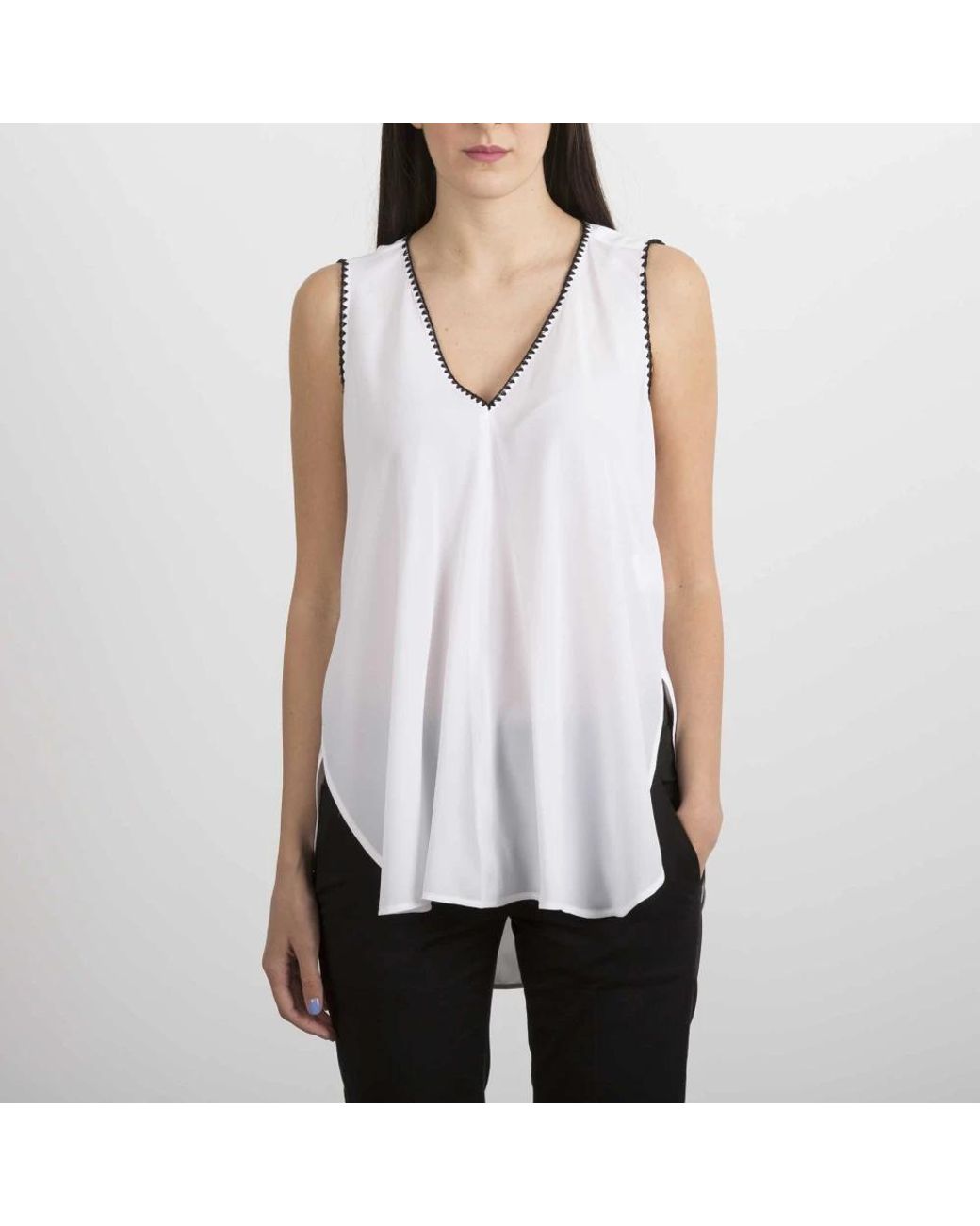 Dondup White Sleeveless Tops