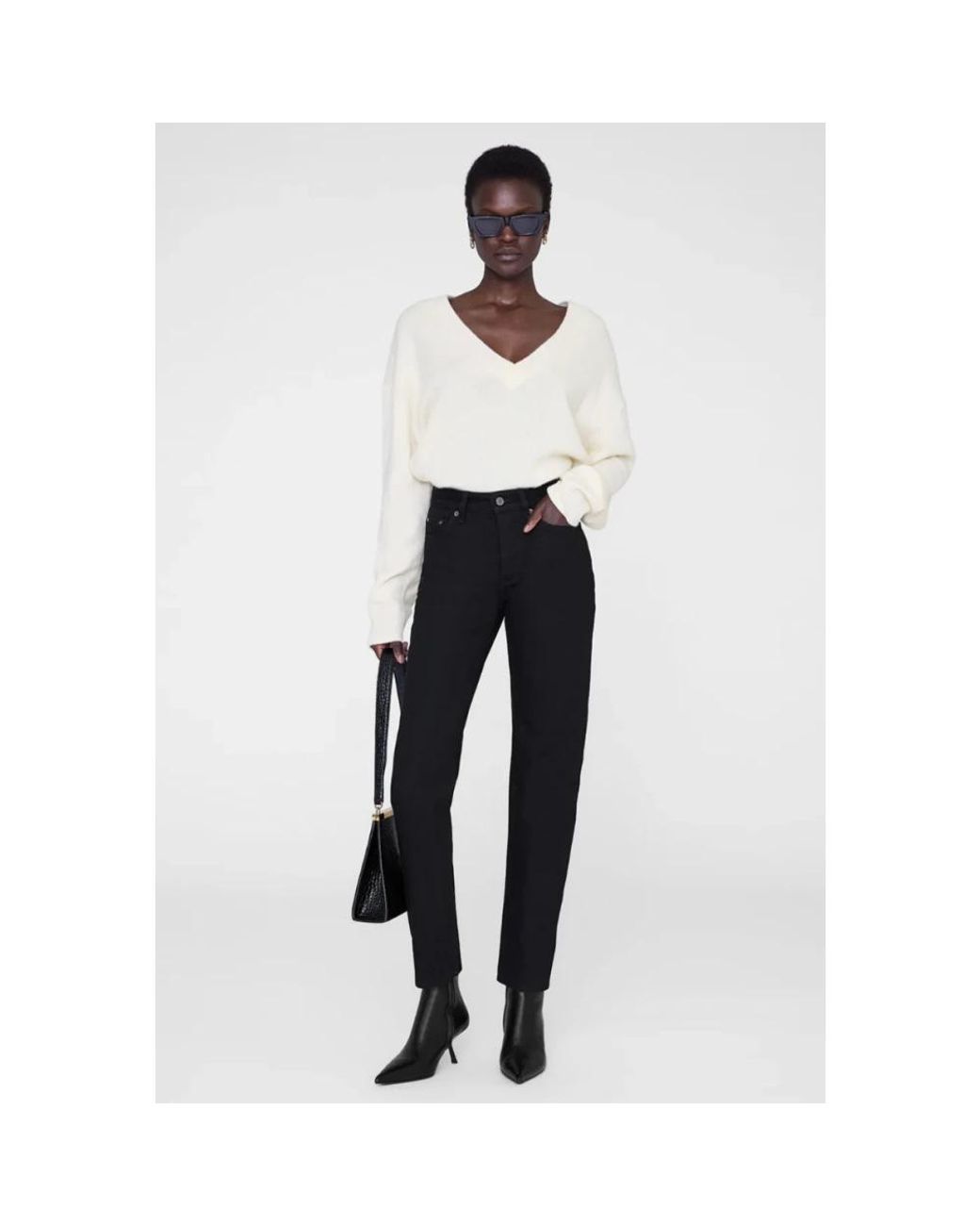 Anine Bing Black Straight Jeans