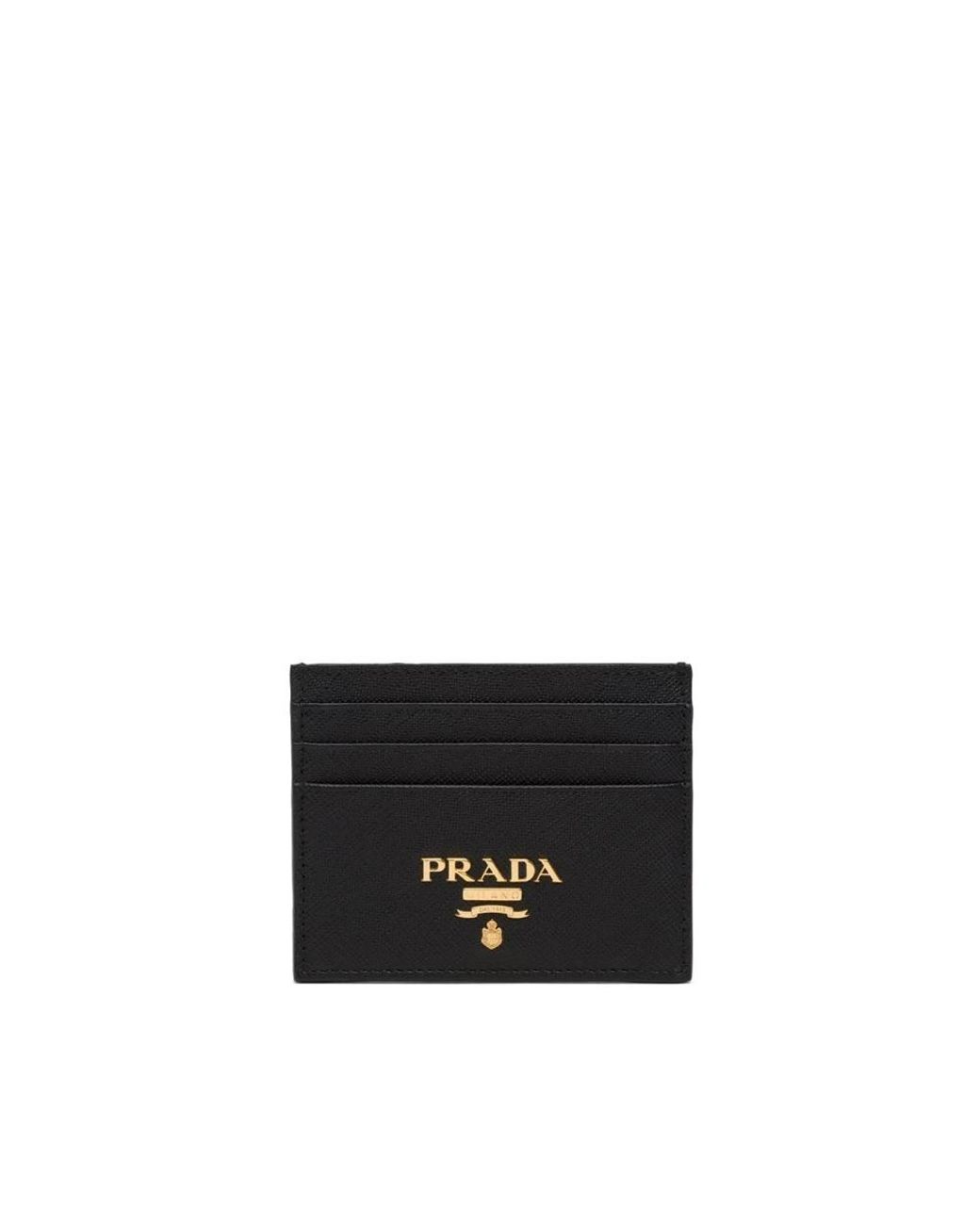 Prada Black Schwarzer Kompakter Kartenhalter Mit Logo Vorne