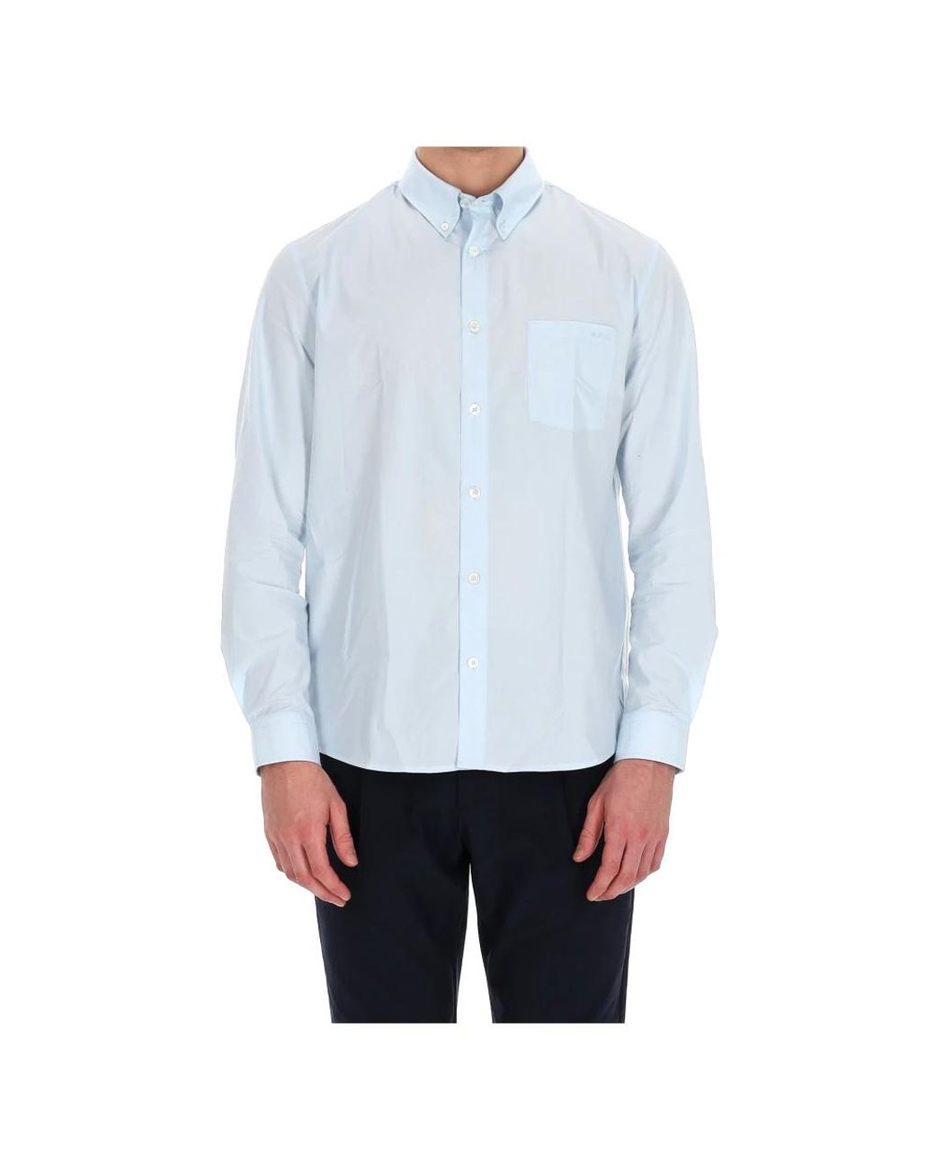 A.P.C. Overhemden ,Blauw ,Katoen Heldere Blauwe Cam Cot Shirt in het Blue voor heren
