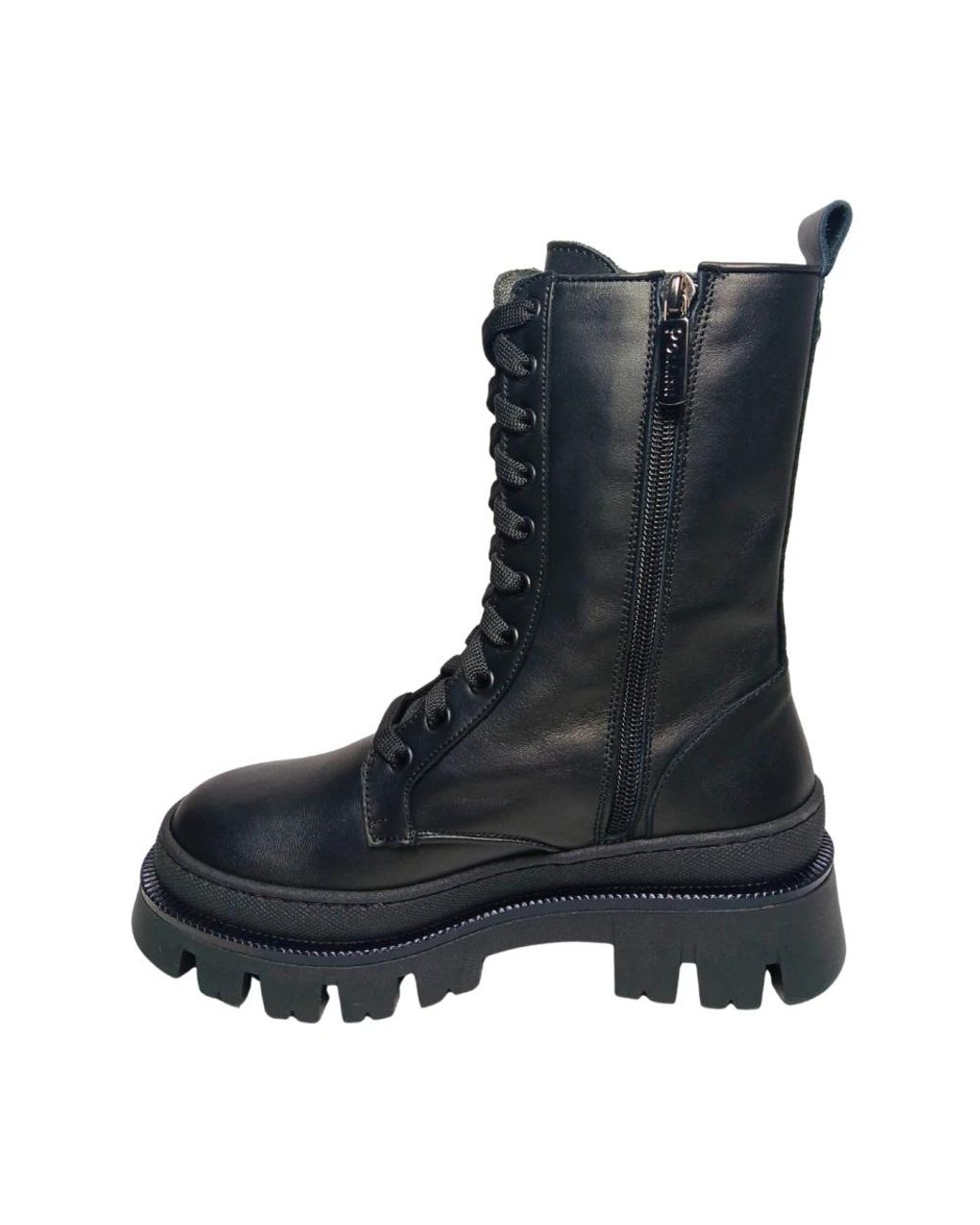Pollini Black Lace-Up Boots