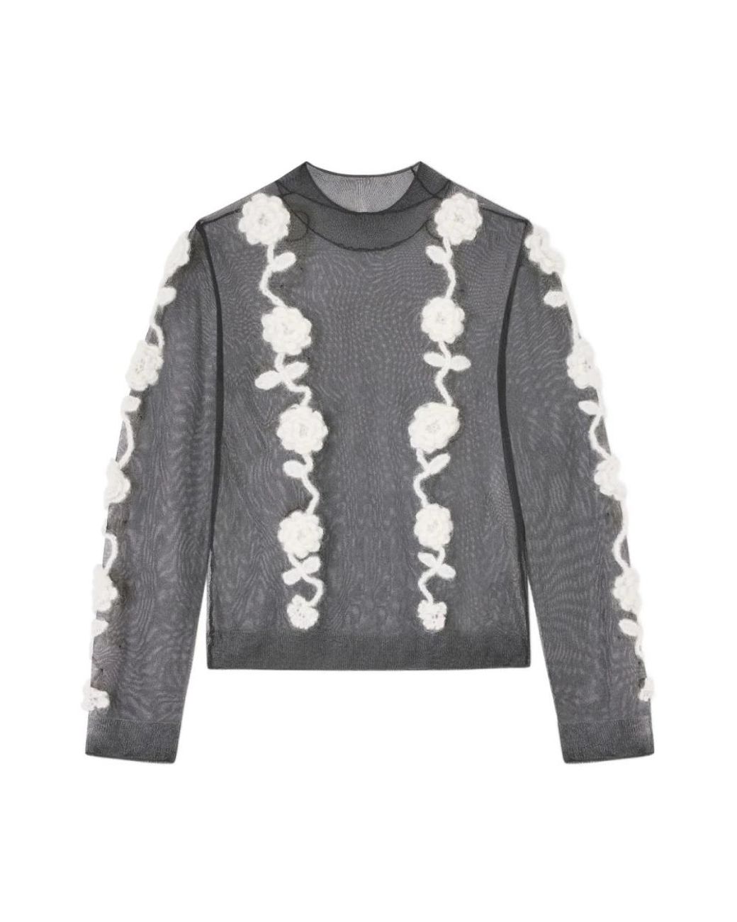 Ganni Gray Round-Neck Knitwear