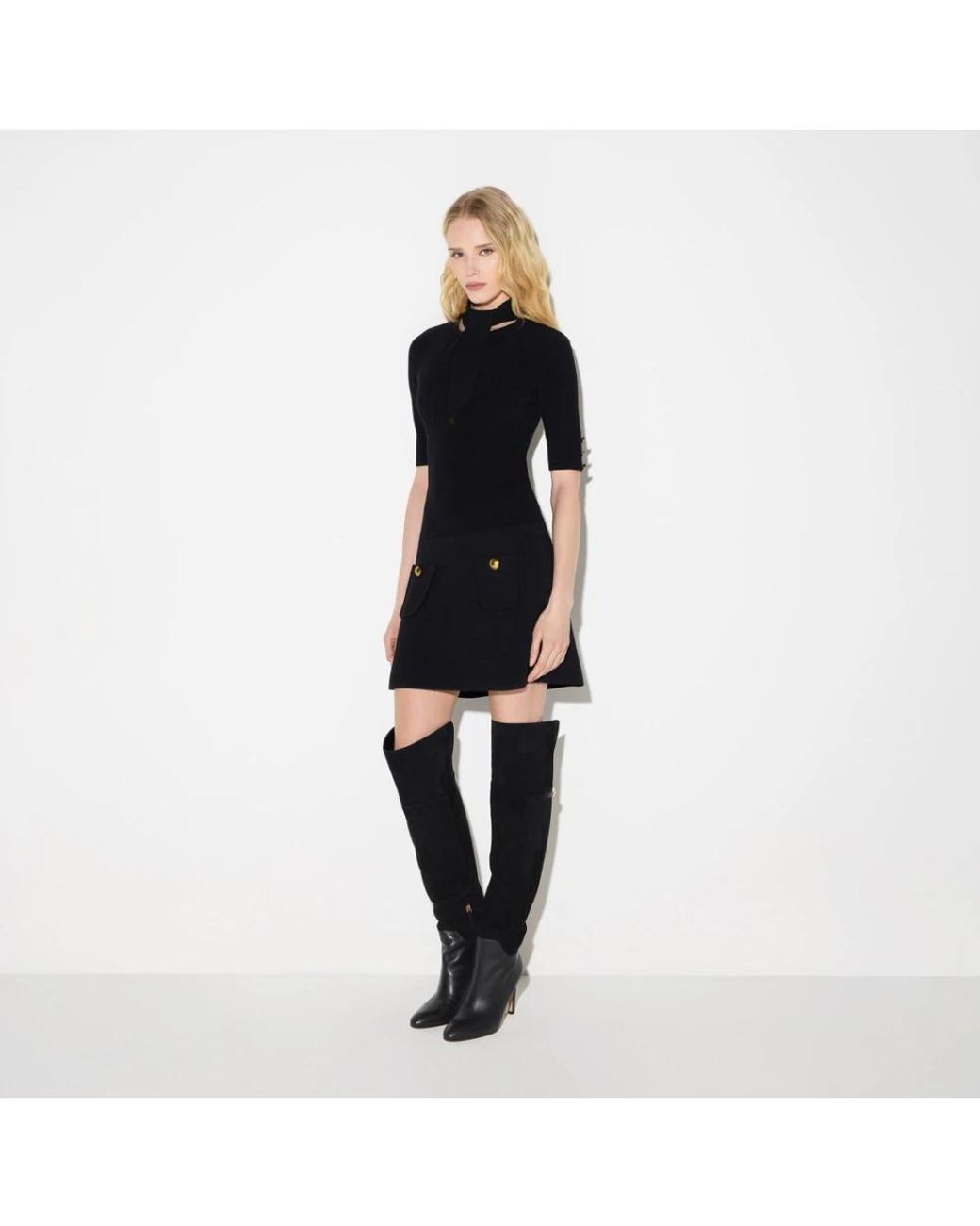 Elisabetta Franchi Black Knitted Dresses