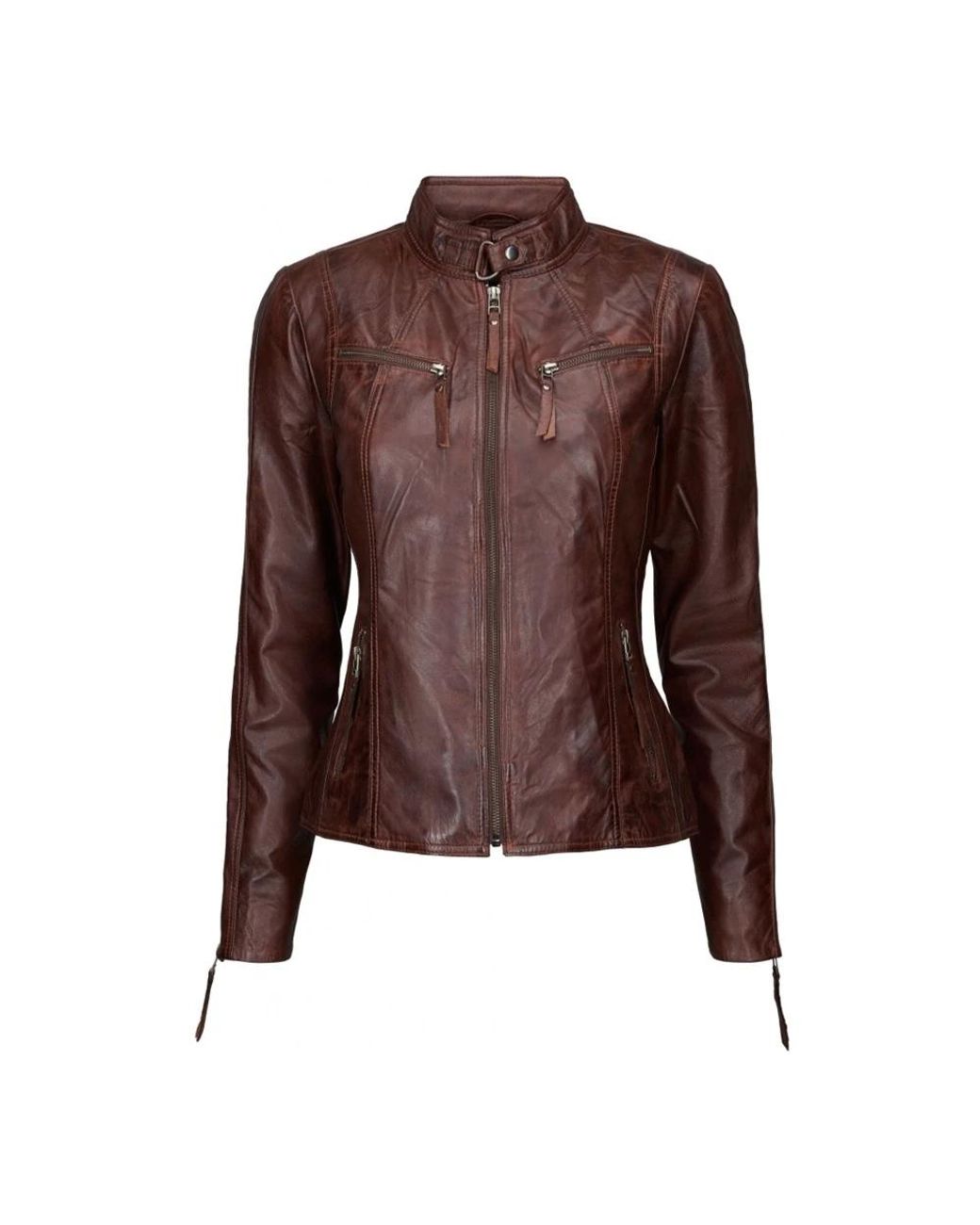 Btfcph Jassen ,Bruin ,Leer Antiekbruine Bikerjas in het Brown