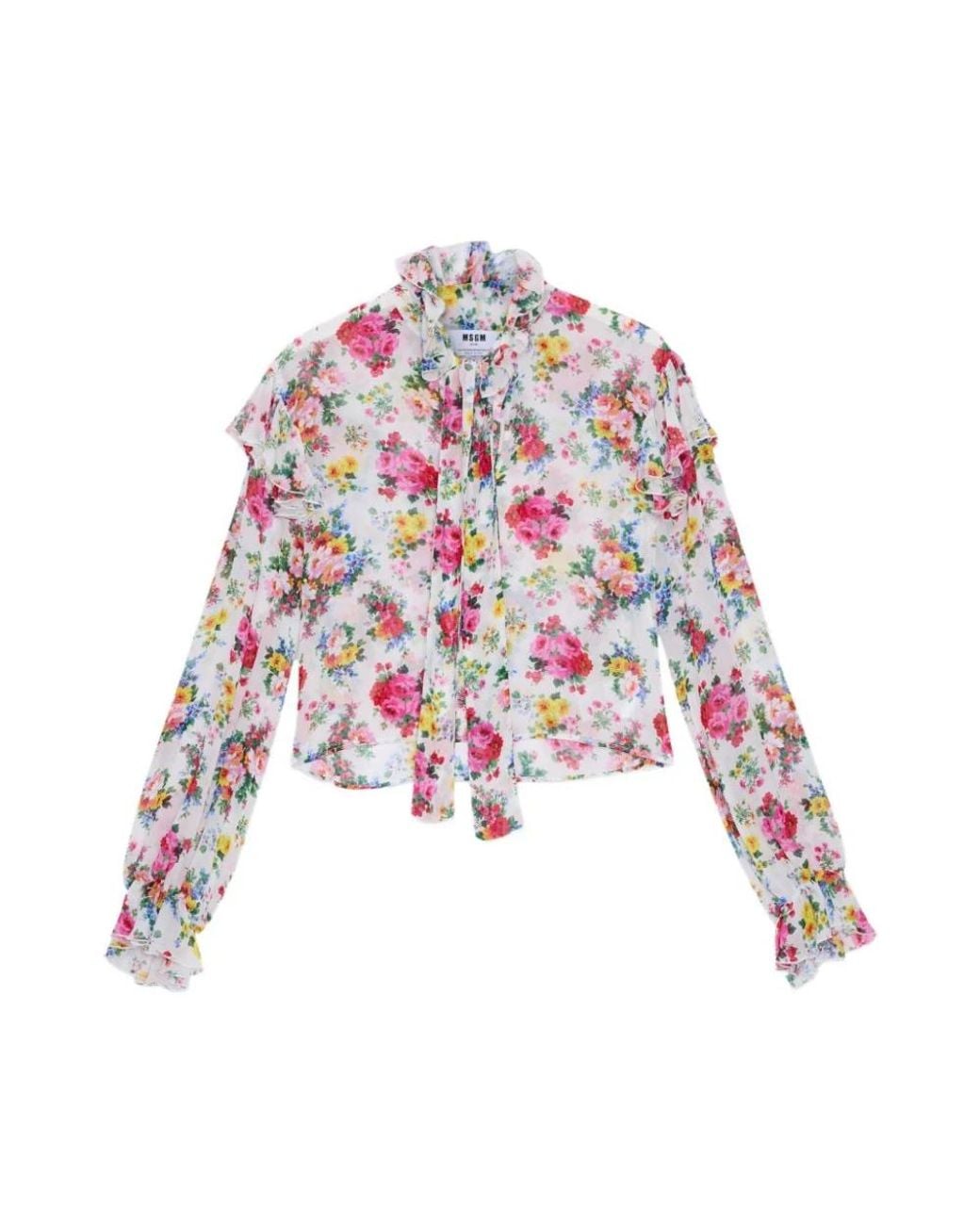MSGM Overhemden ,Veelkleurig ,Nylon Blouses in het White