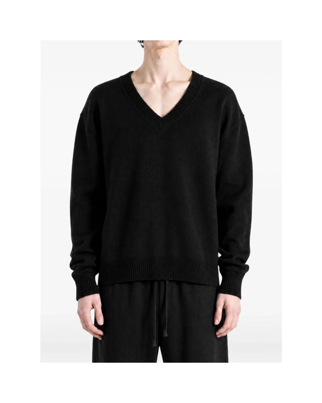 Rick Owens Black V-Neck Knitwear for men