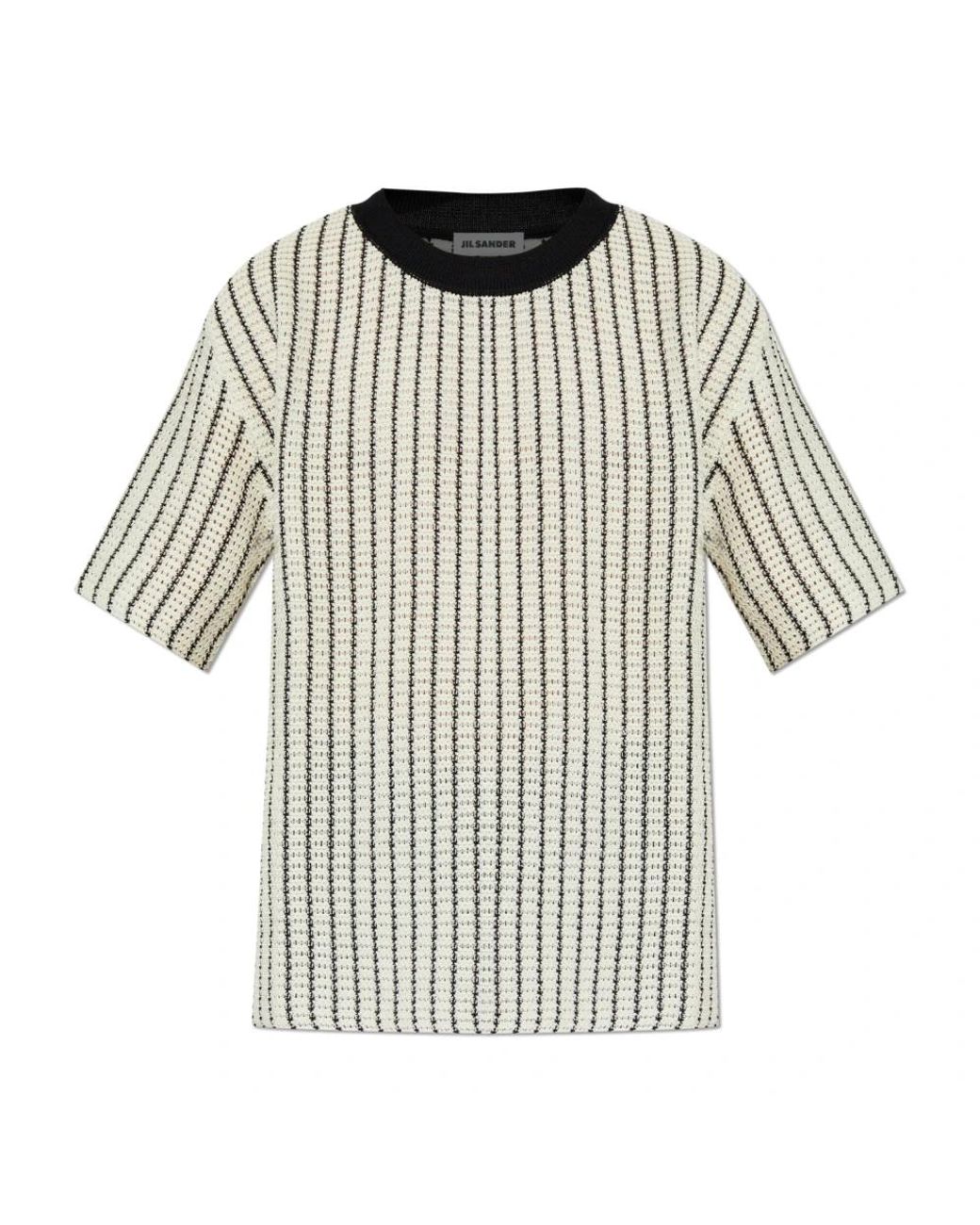 Jil Sander Tops ,Katoen T-Shirt Met Decoratieve Knit in het Natural voor heren