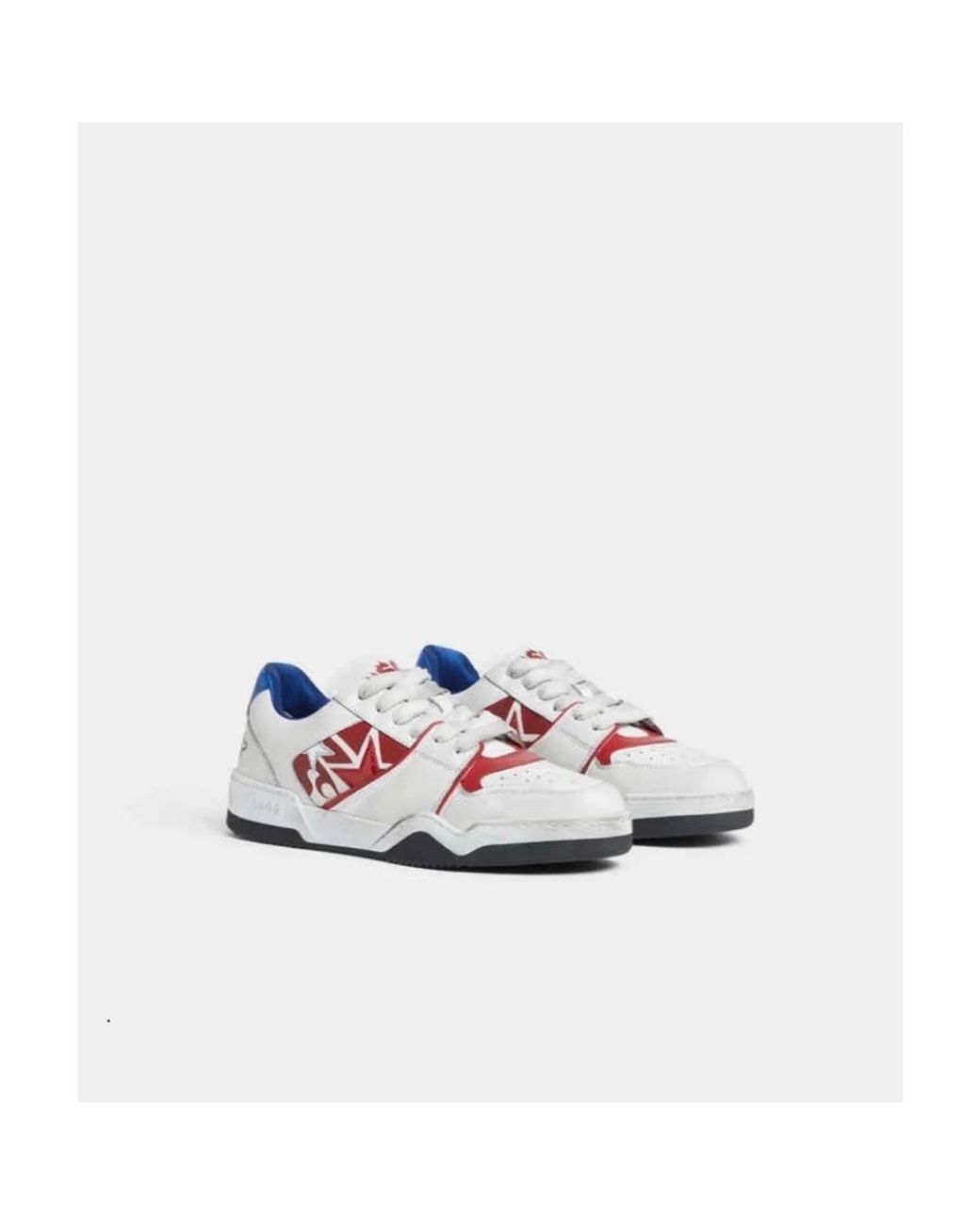 DSquared² White Lace-Up Low Top Panelled Sneakers for men