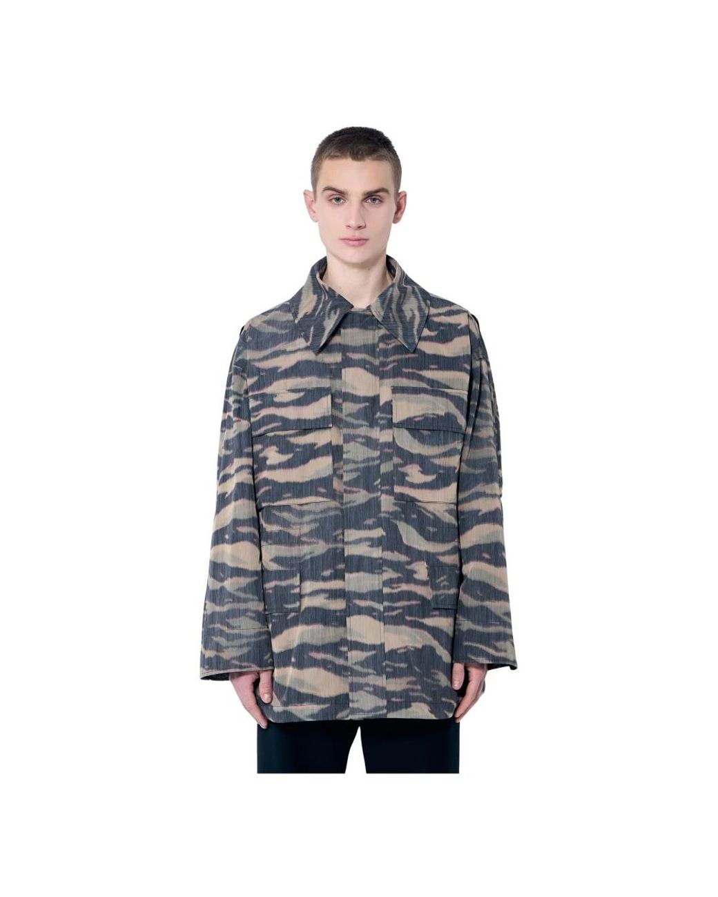 Jil Sander Jassen ,Veelkleurig ,Polyester Camo Field Jacket in het Gray voor heren