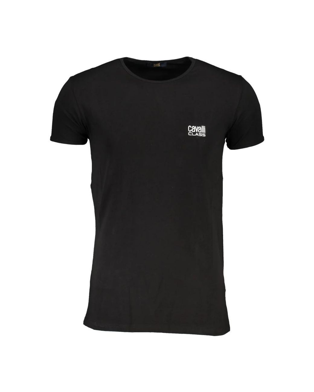 Roberto Cavalli Tops ,Zwart ,Korte Mouw T-Shirt Zwart Mannen Logo Print in het Black voor heren