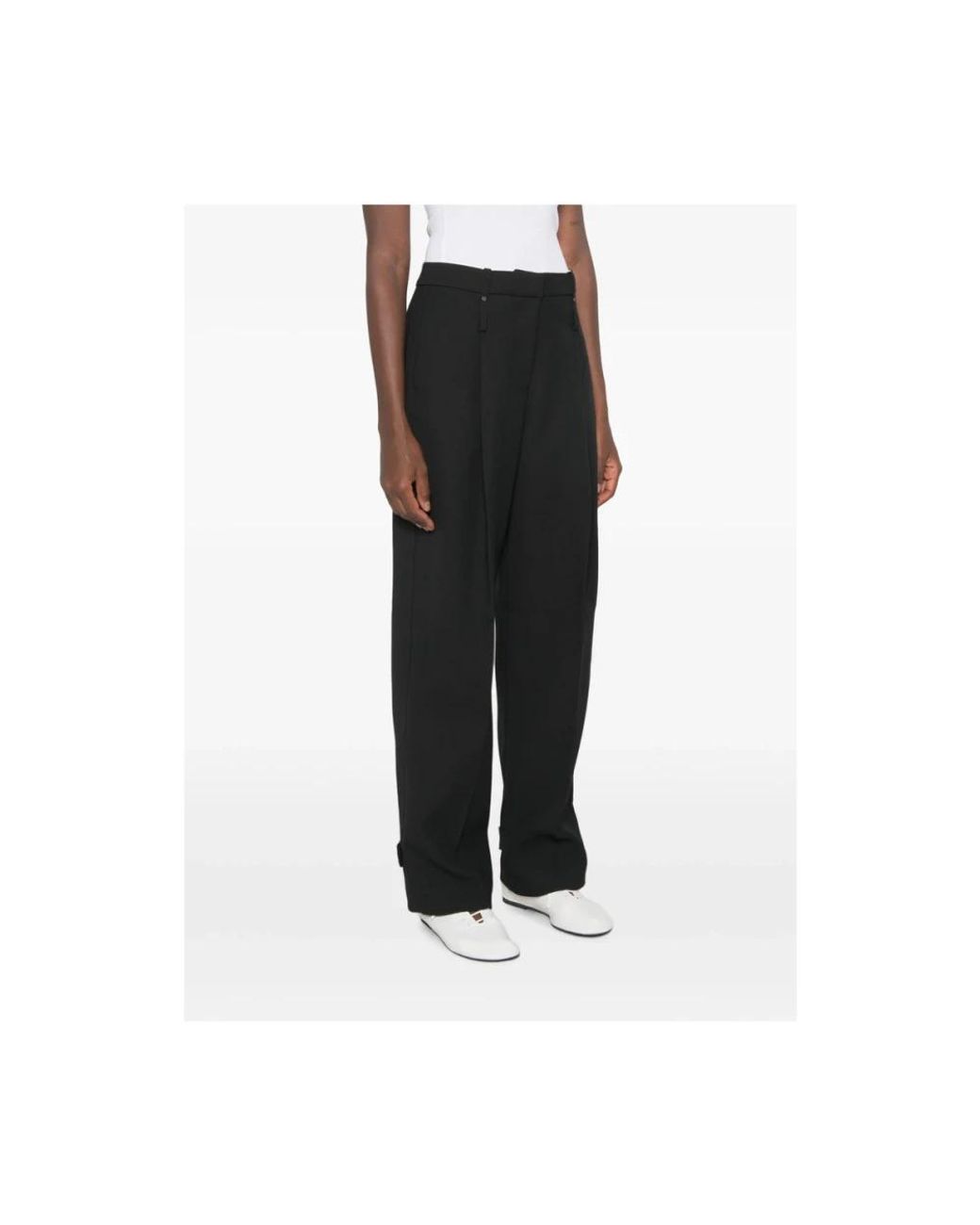 Stine Goya Black Pressed-Crease Buttoned-Cuff Trousers