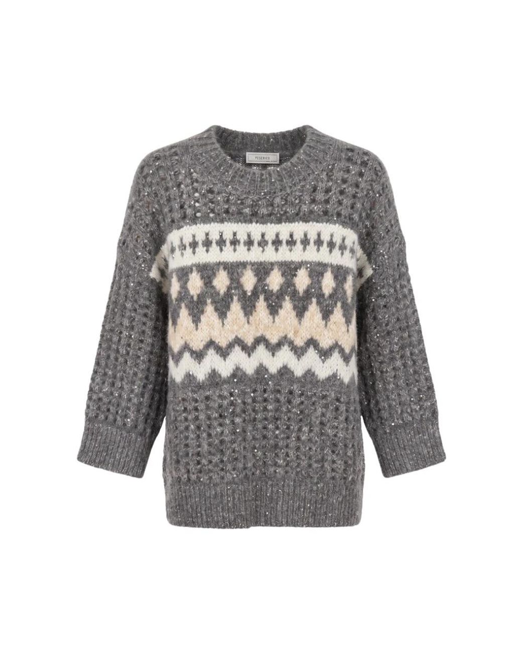 Peserico Gray Round-Neck Knitwear