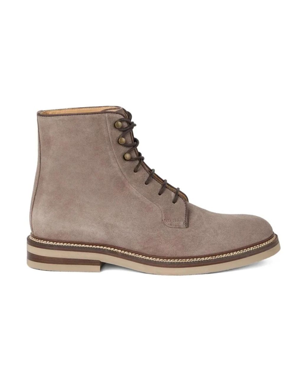 Brunello Cucinelli Gray Lace-Up Boots for men