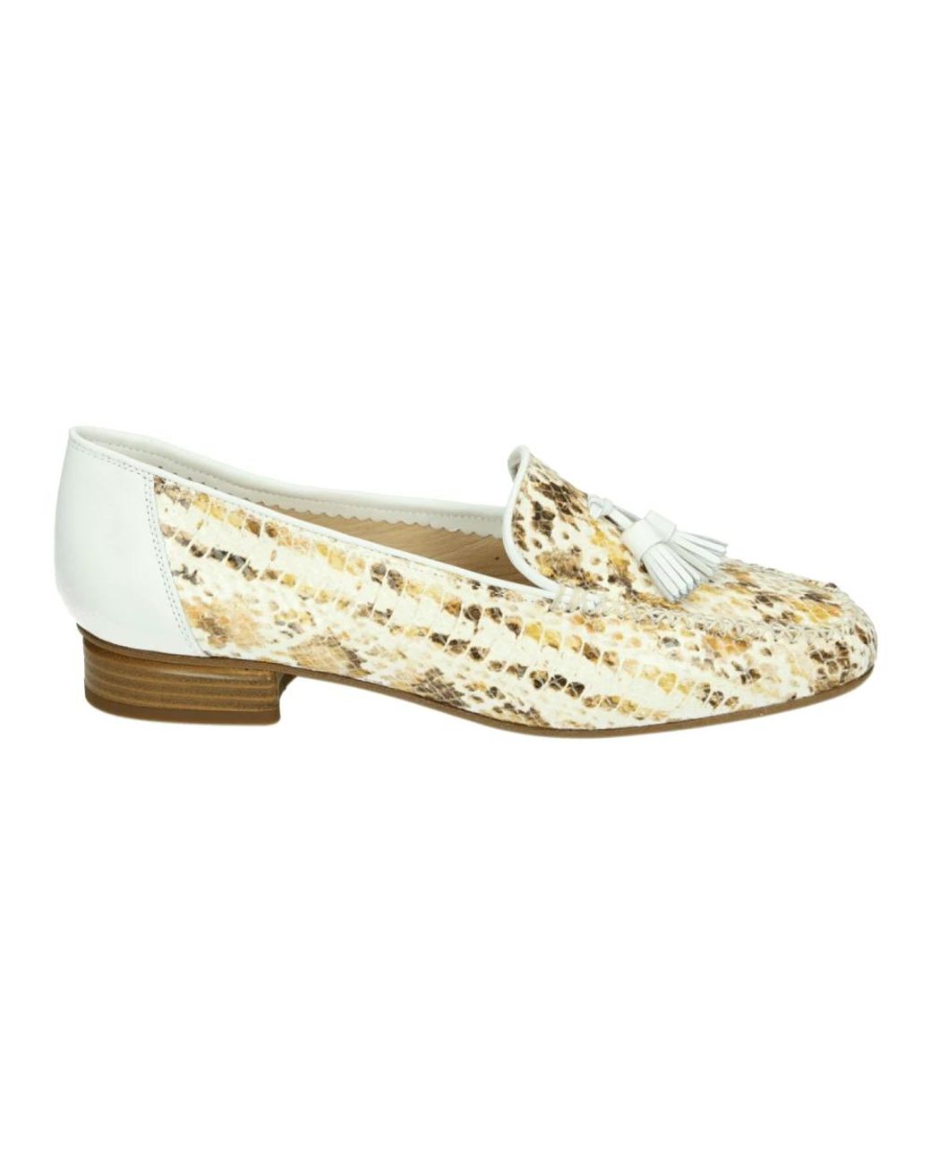 Brunate Schoenen ,Leer Witte Instappers Met G Breedte in het White