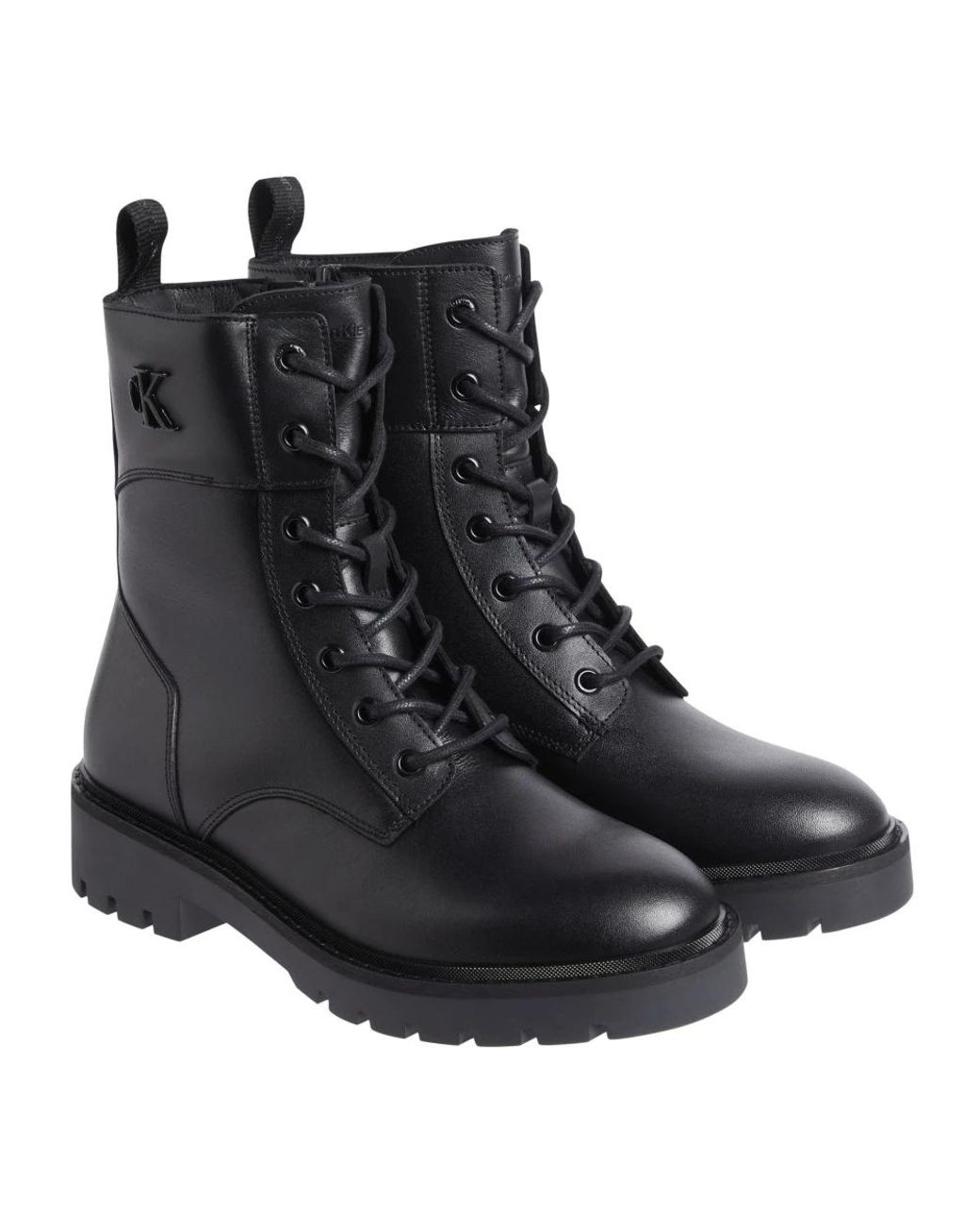 Calvin Klein Black Combat Boot Mid Zip