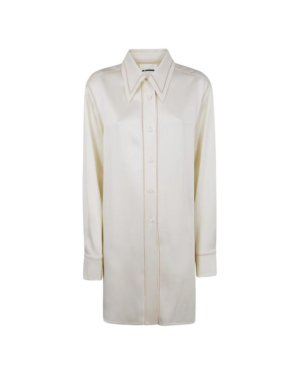 Jil Sander Kleedjes ,Katoen Klassiek Wit Overhemd in het White
