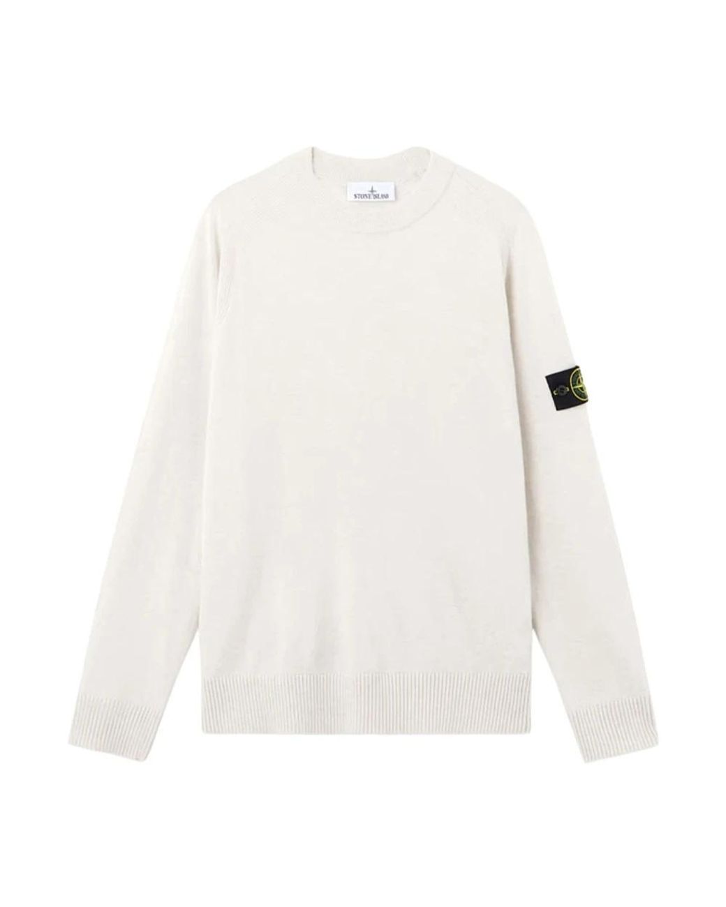 Stone Island White Round-Neck Knitwear for men