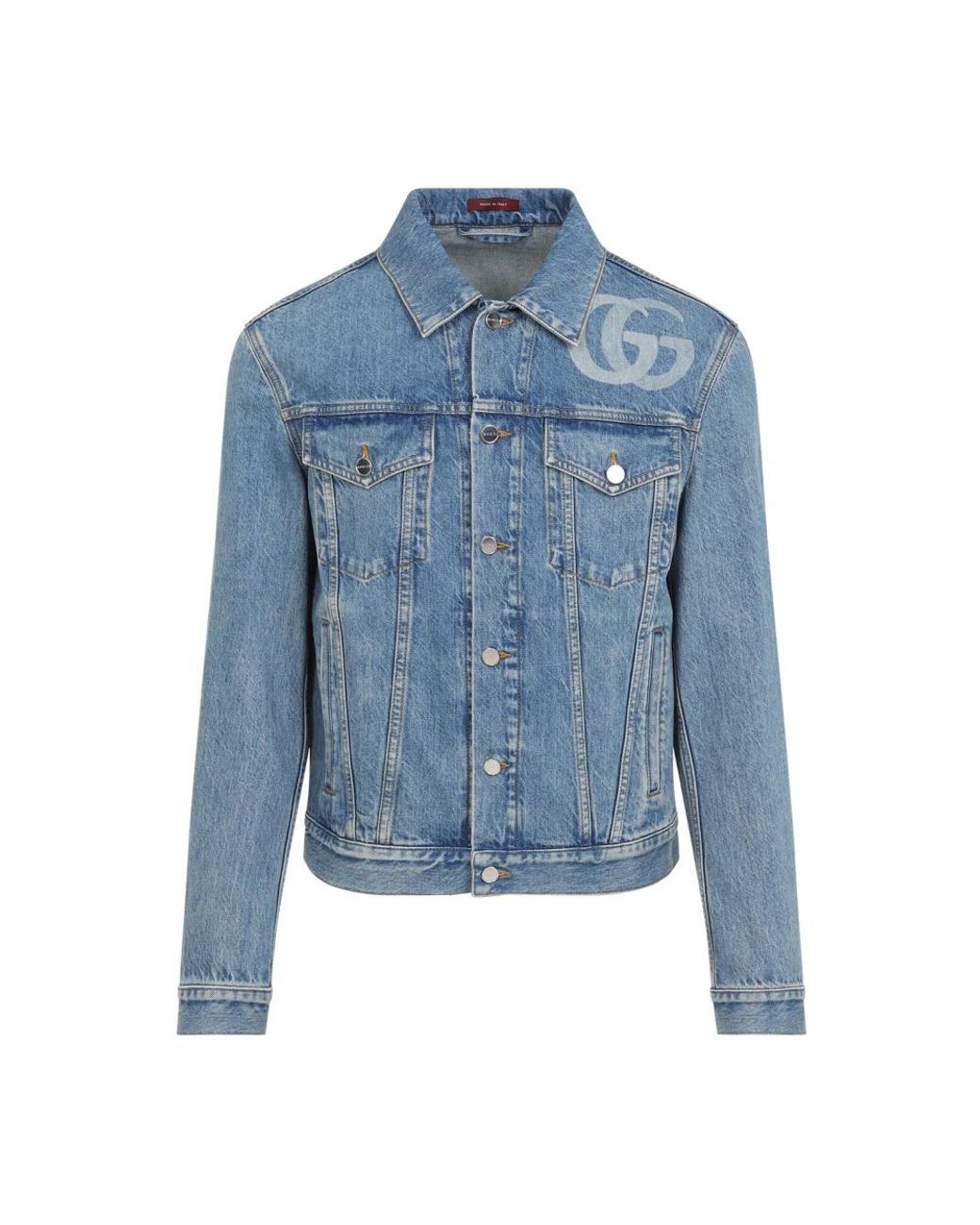 Gucci Jassen ,Blauw ,Denim Lasered Double G Denim Jack in het Blue voor heren